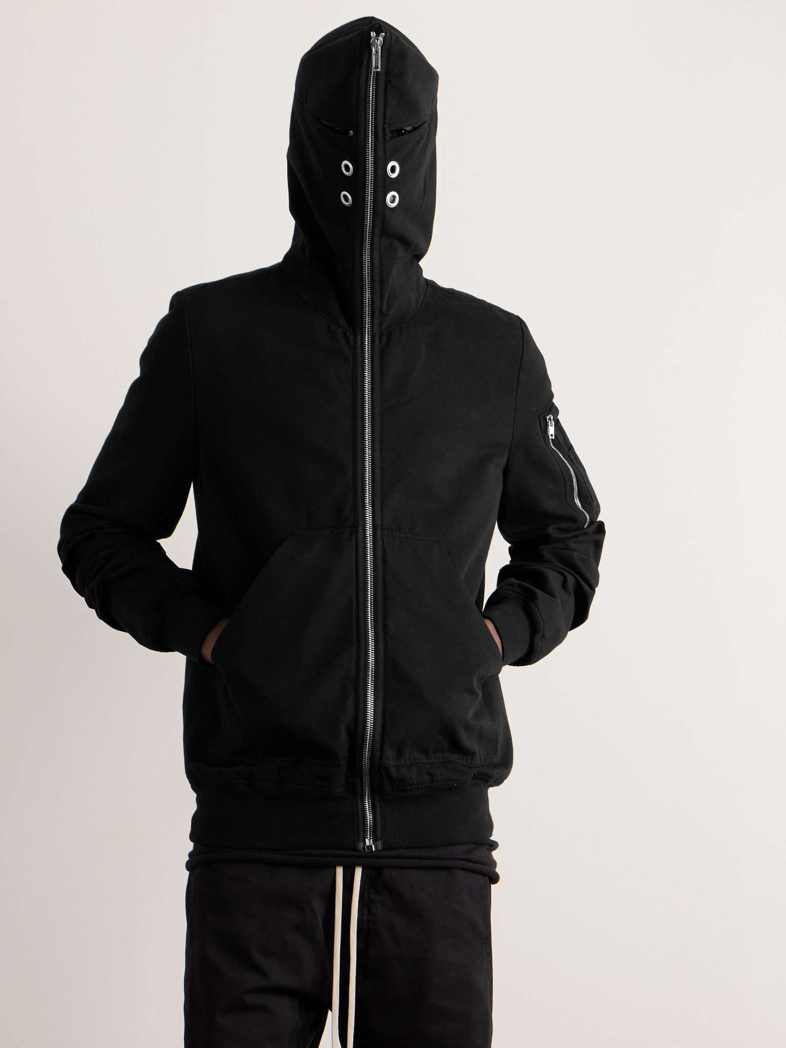 Embellished Cotton-Jersey Zip-Up Hooded Bomber Jacket - 6