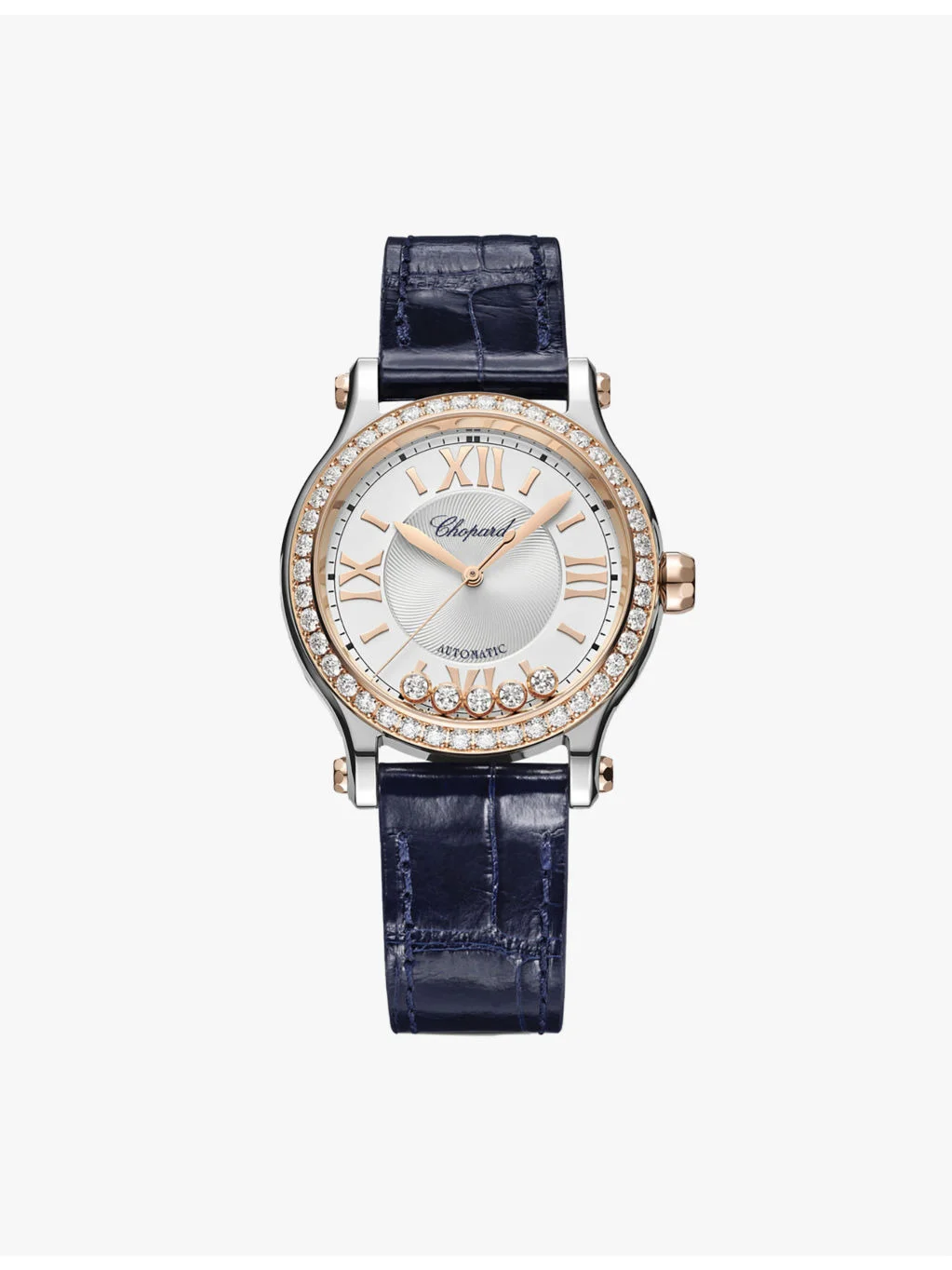 278608-6003 Happy Sport 18-carat rose-gold, stainless-steel and 1.49ct brilliant-cut diamond automat - 1