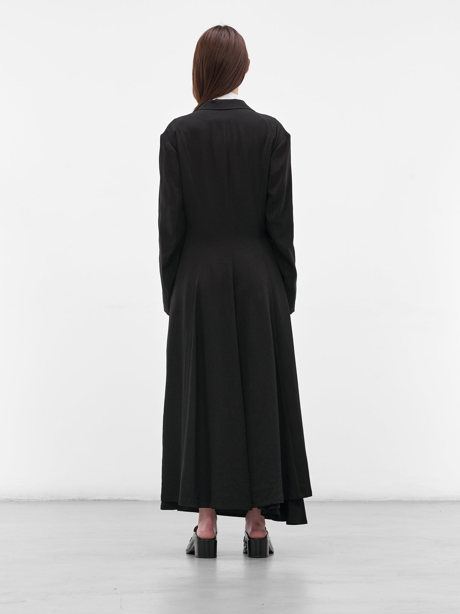 Black Crepe Belted Coat - 3