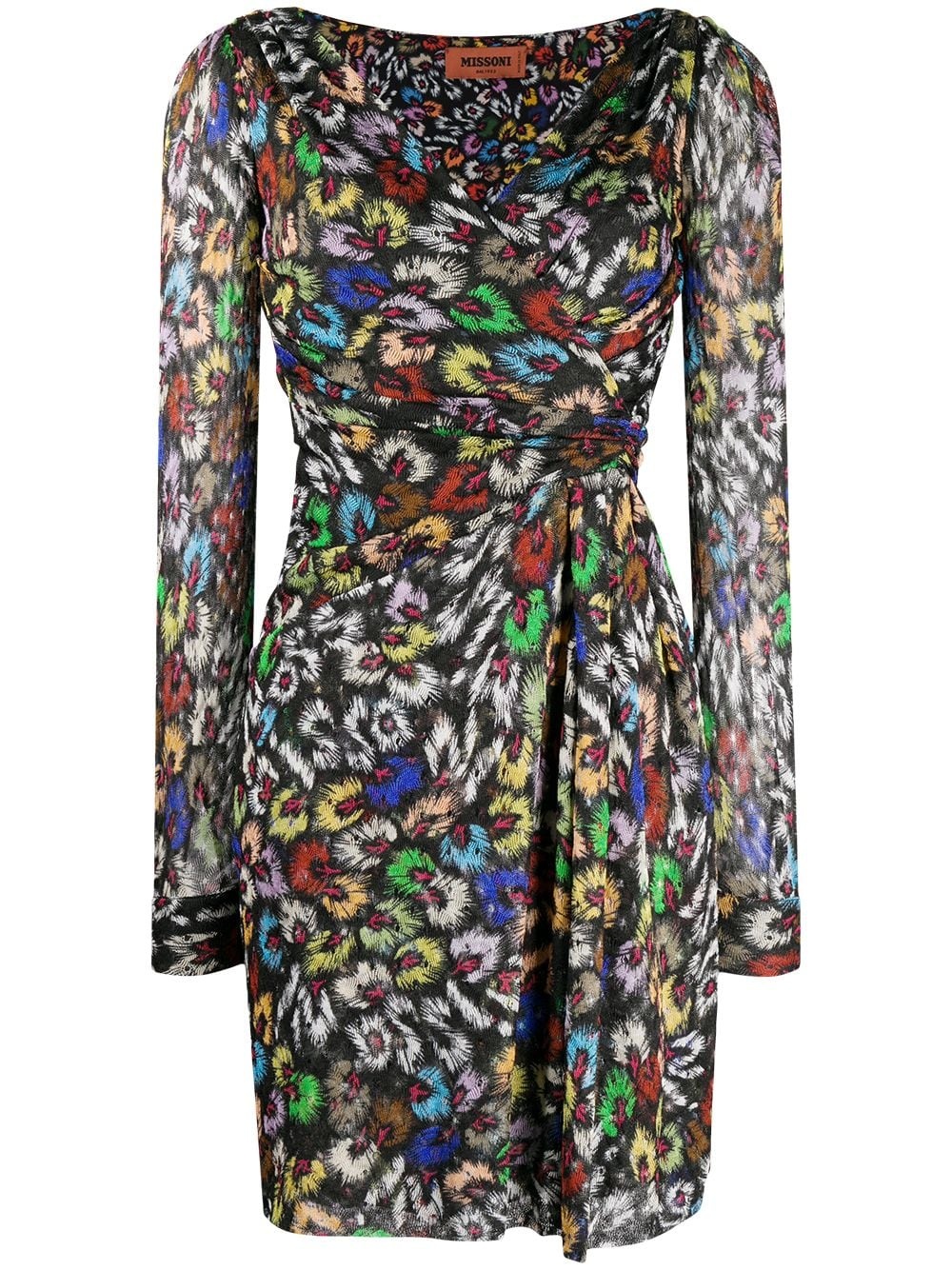 abstract-print wrap dress - 1