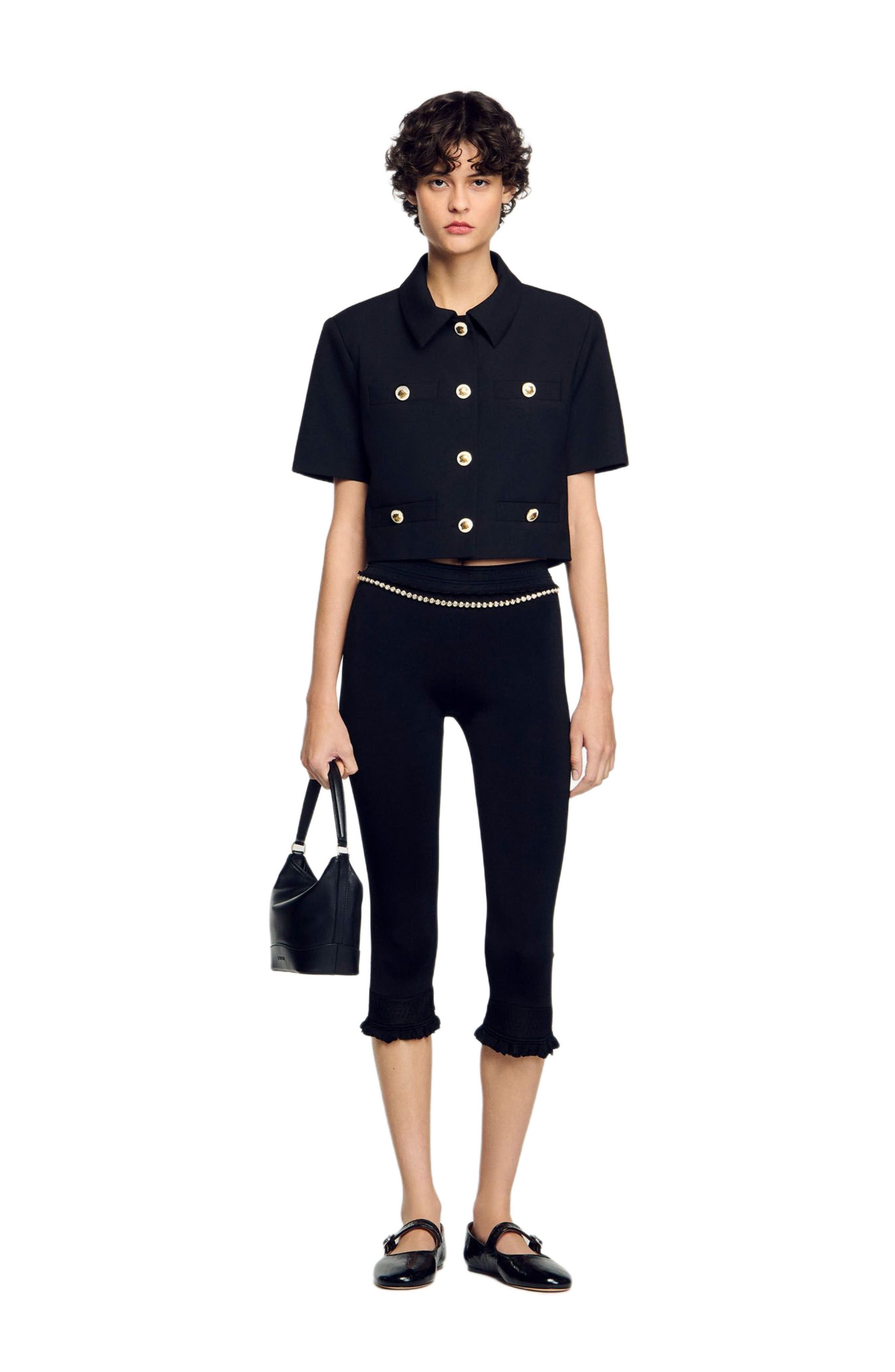 SANDRO Short-sleeved jacket in Black at Nordstrom - 6