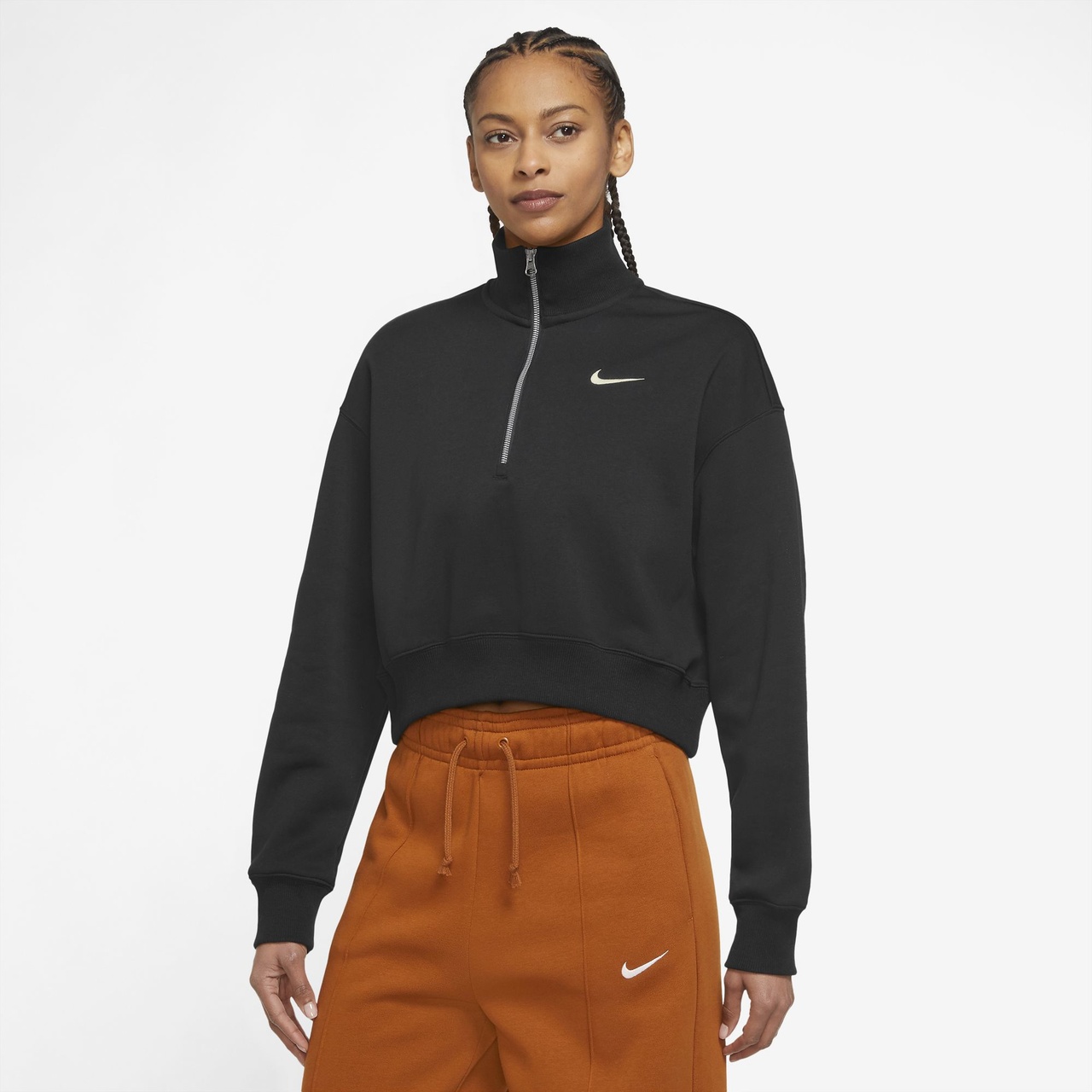 Nike Womens Nike Style Fleece Crop Quarter Zip - 1