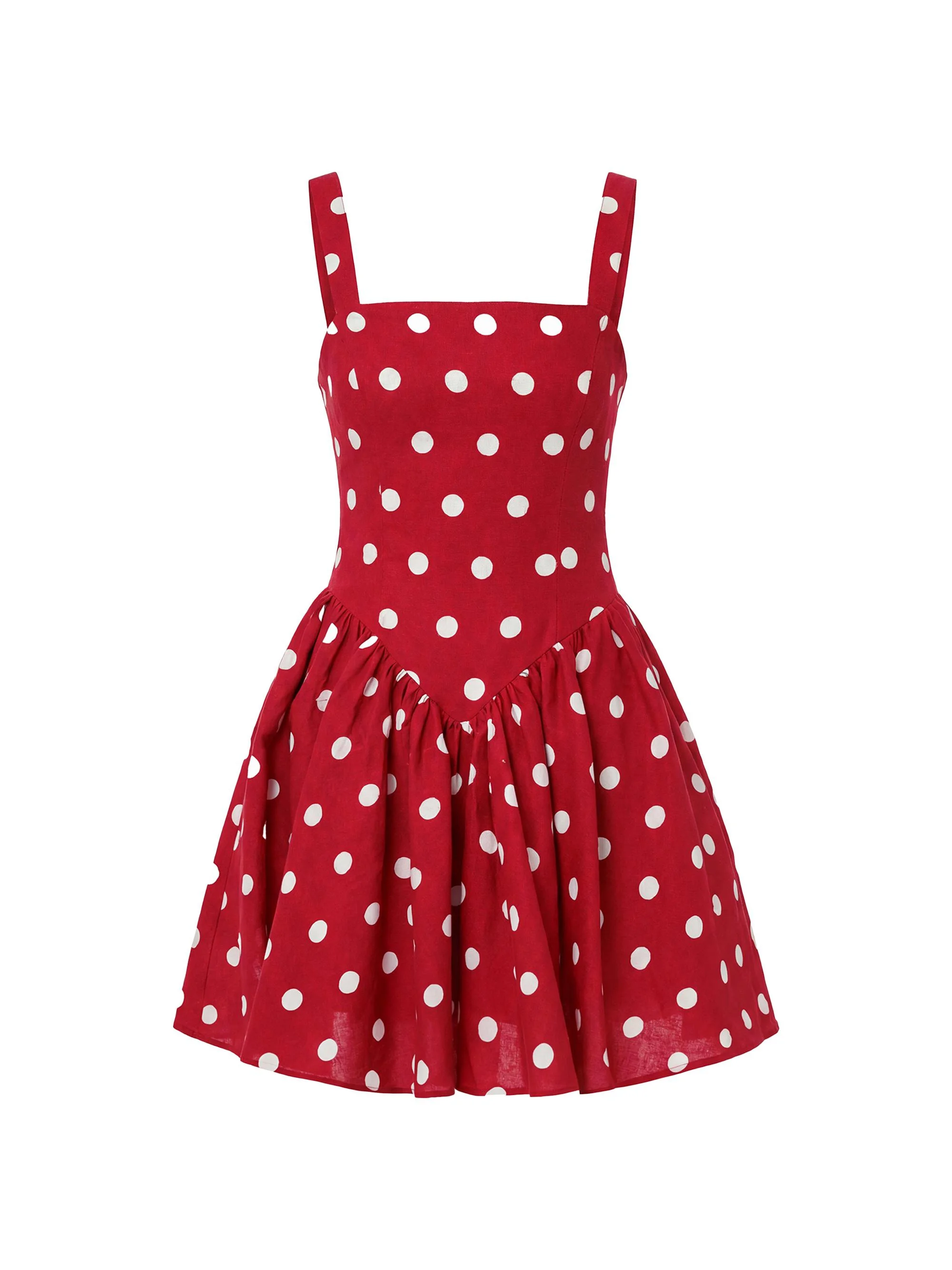 Women's Vittoria Polka Dot Linen-Blend Minidress - Crimson Polka Dot - 1