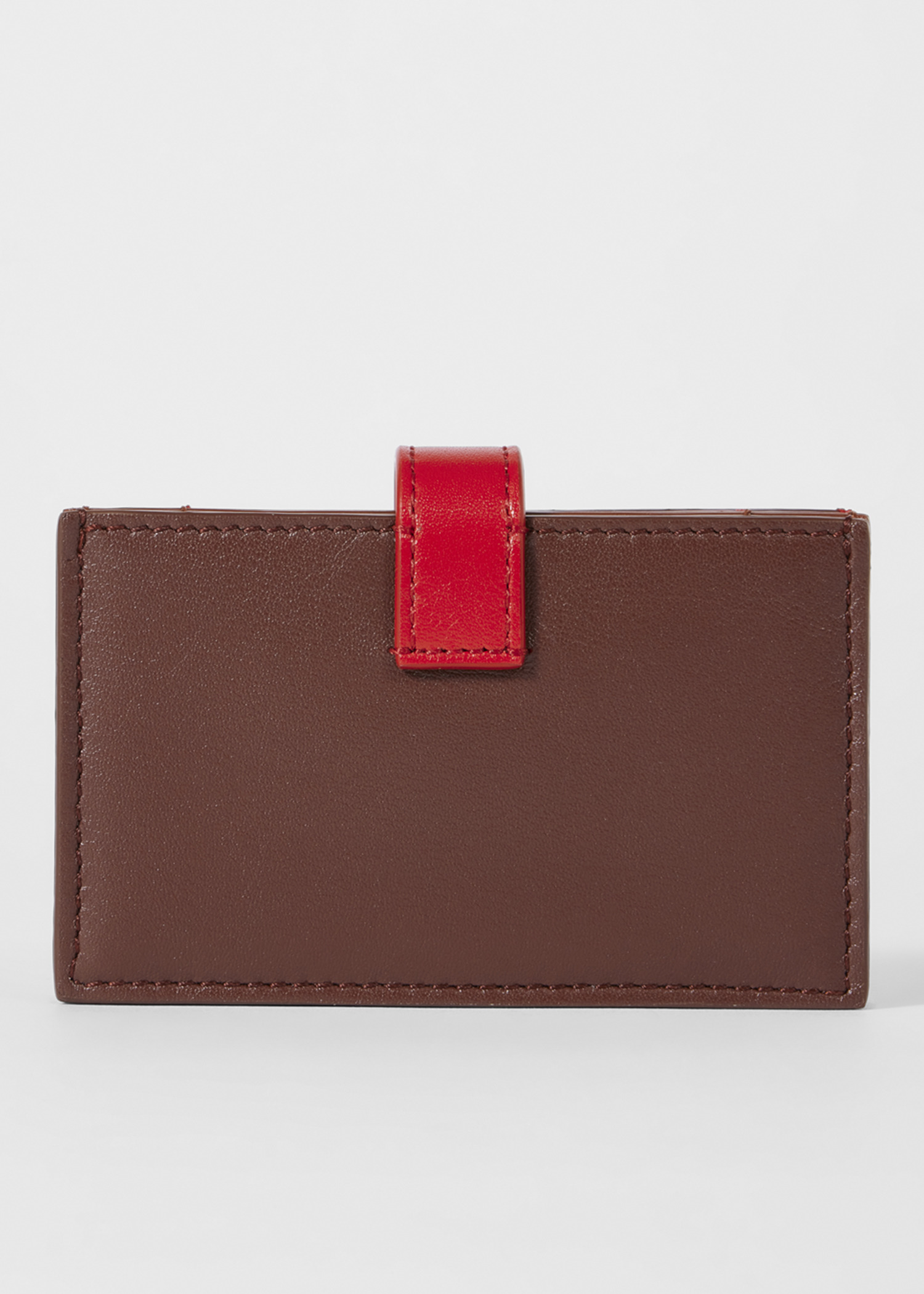 Women's Red Colourblock Leather Card Holder - 2