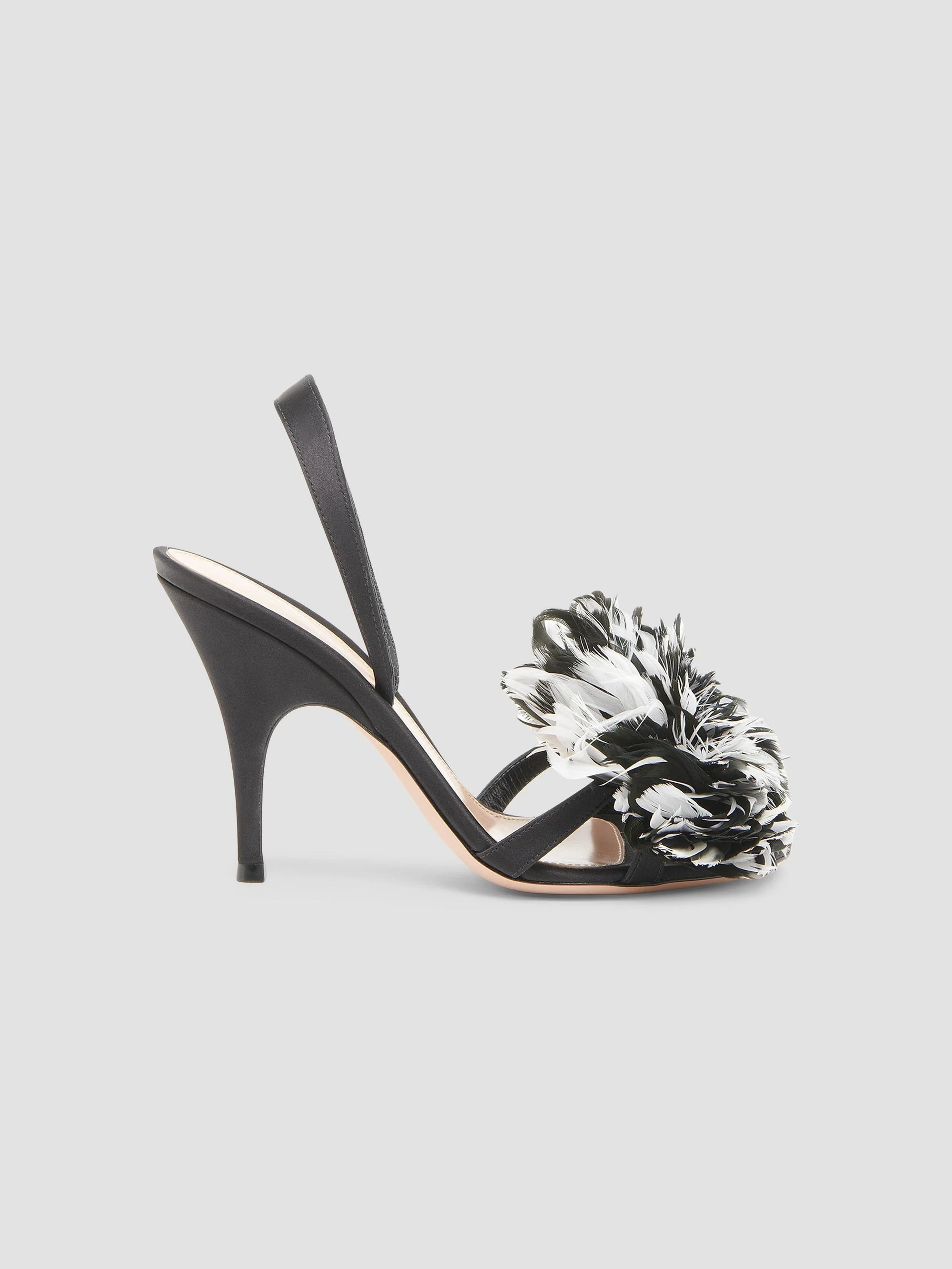 Women's Winter Garden 95MM Crepe Satin Slingback Sandals - Black - 1