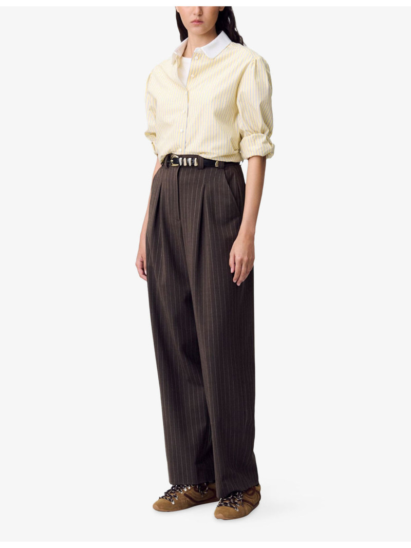 Claudie Pierlot Straight High-Rise Stretch Wool-Blend Trousers outlook