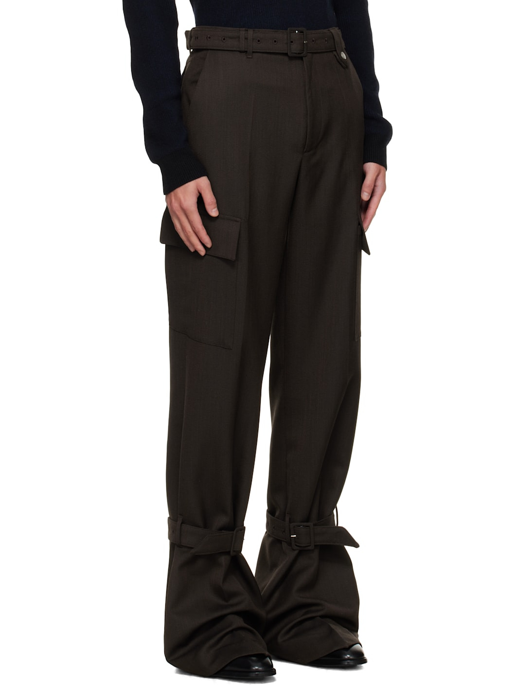Brown Belted Cargo Pants - 2