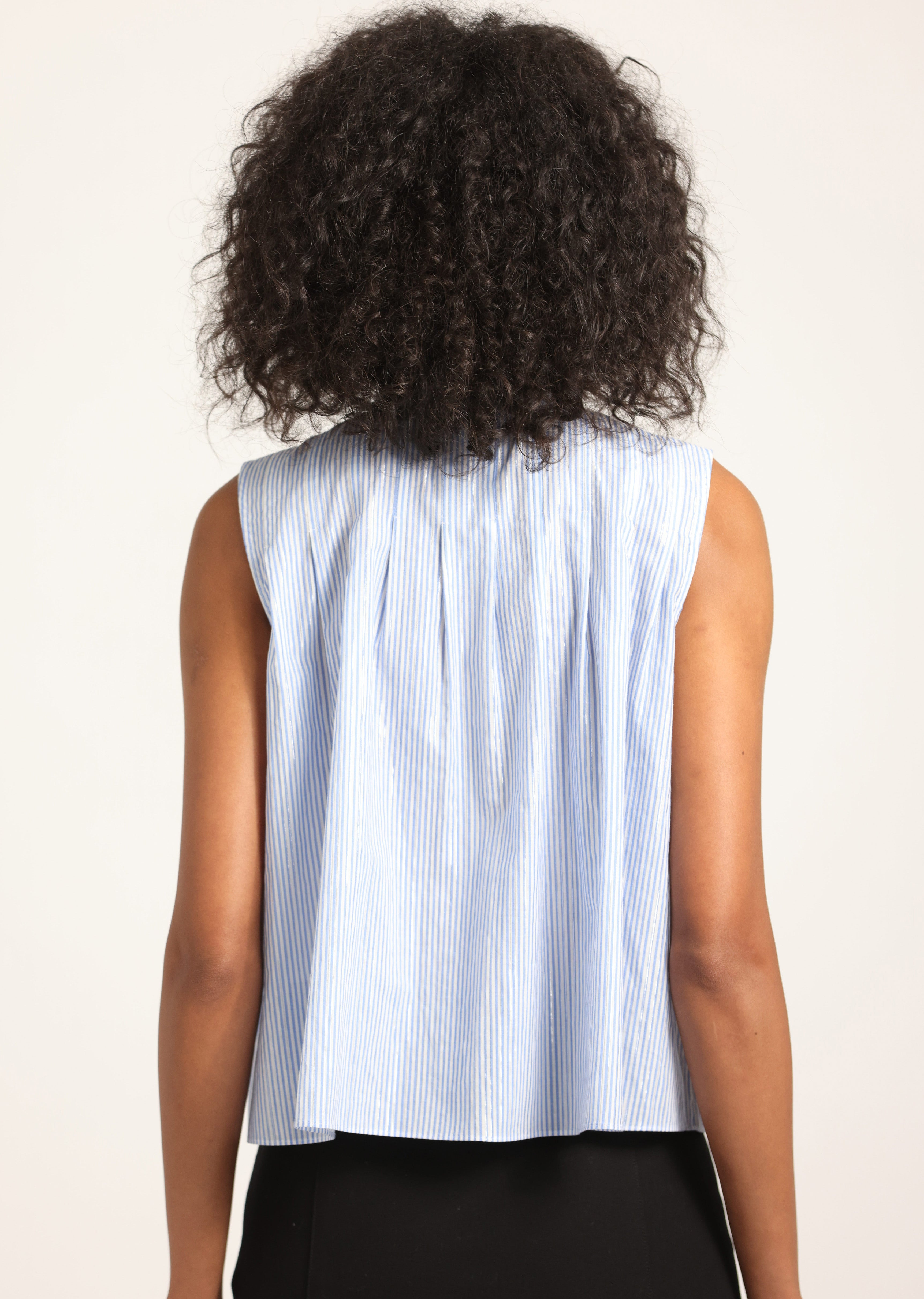 AVIANA LUREX STRIPE VOILE TIE NECK SLEEVELESS TOP - 4