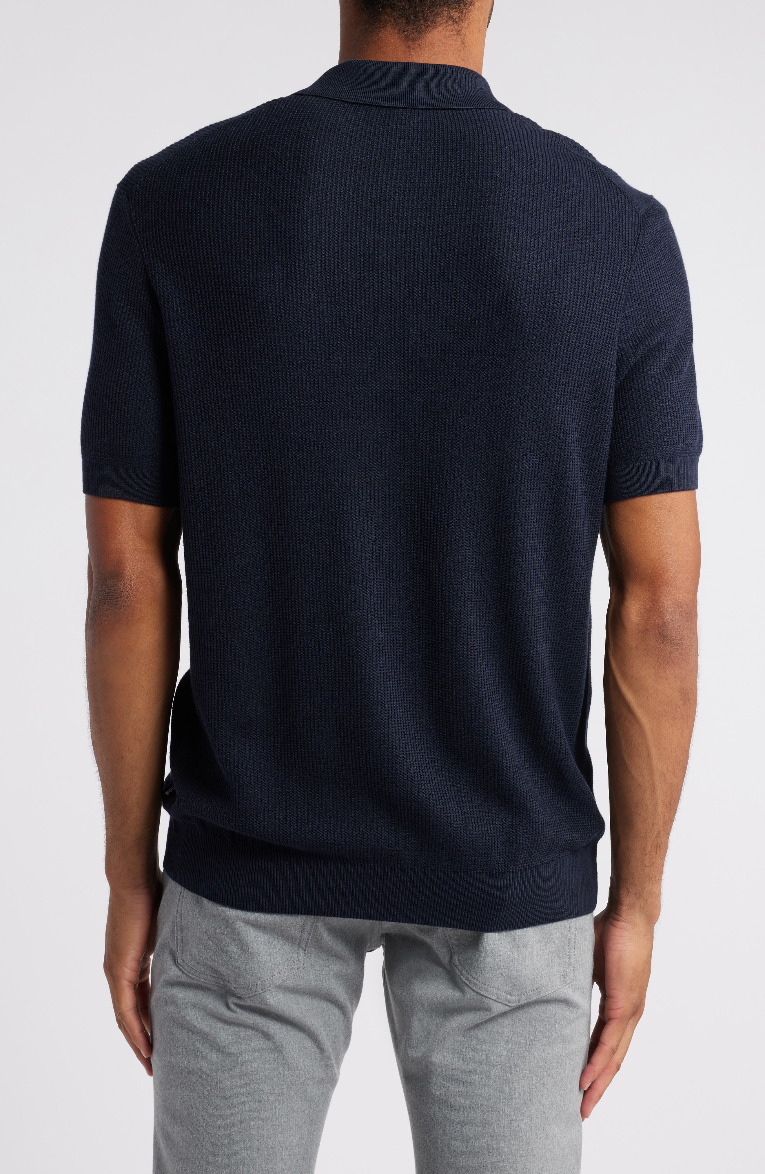 BOSS Daremo Cotton Blend Polo Sweater in Dark Blue at Nordstrom - 2