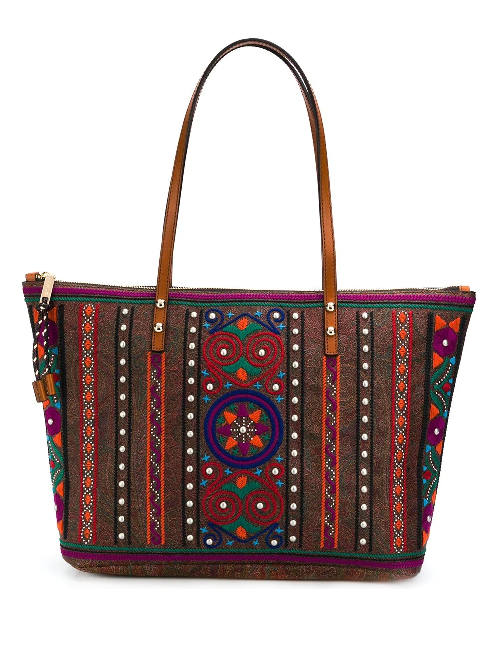 embroidered paisley tote - 1