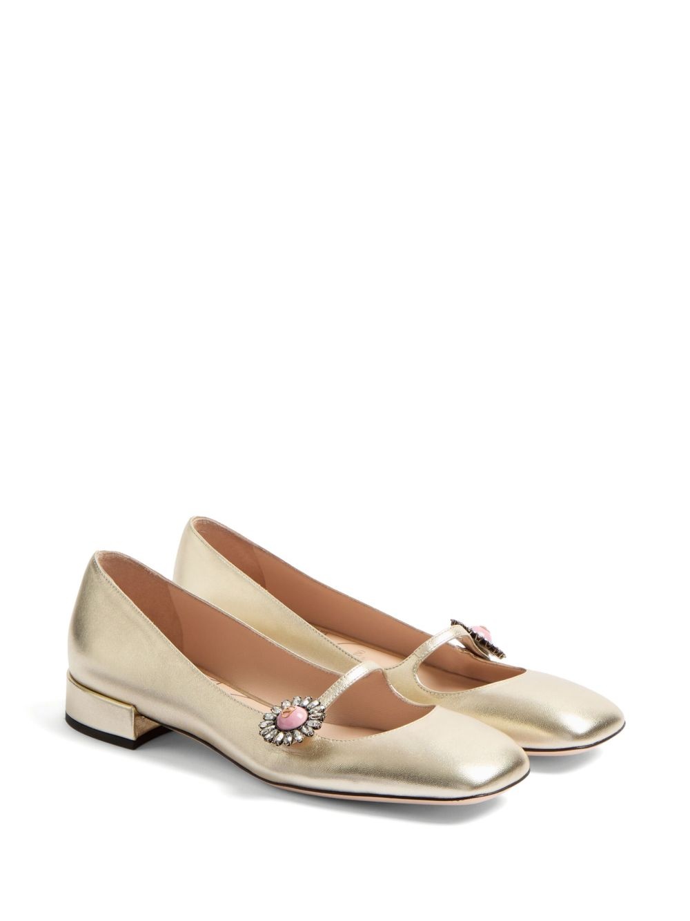 floral appliqué ballerina shoes - 2