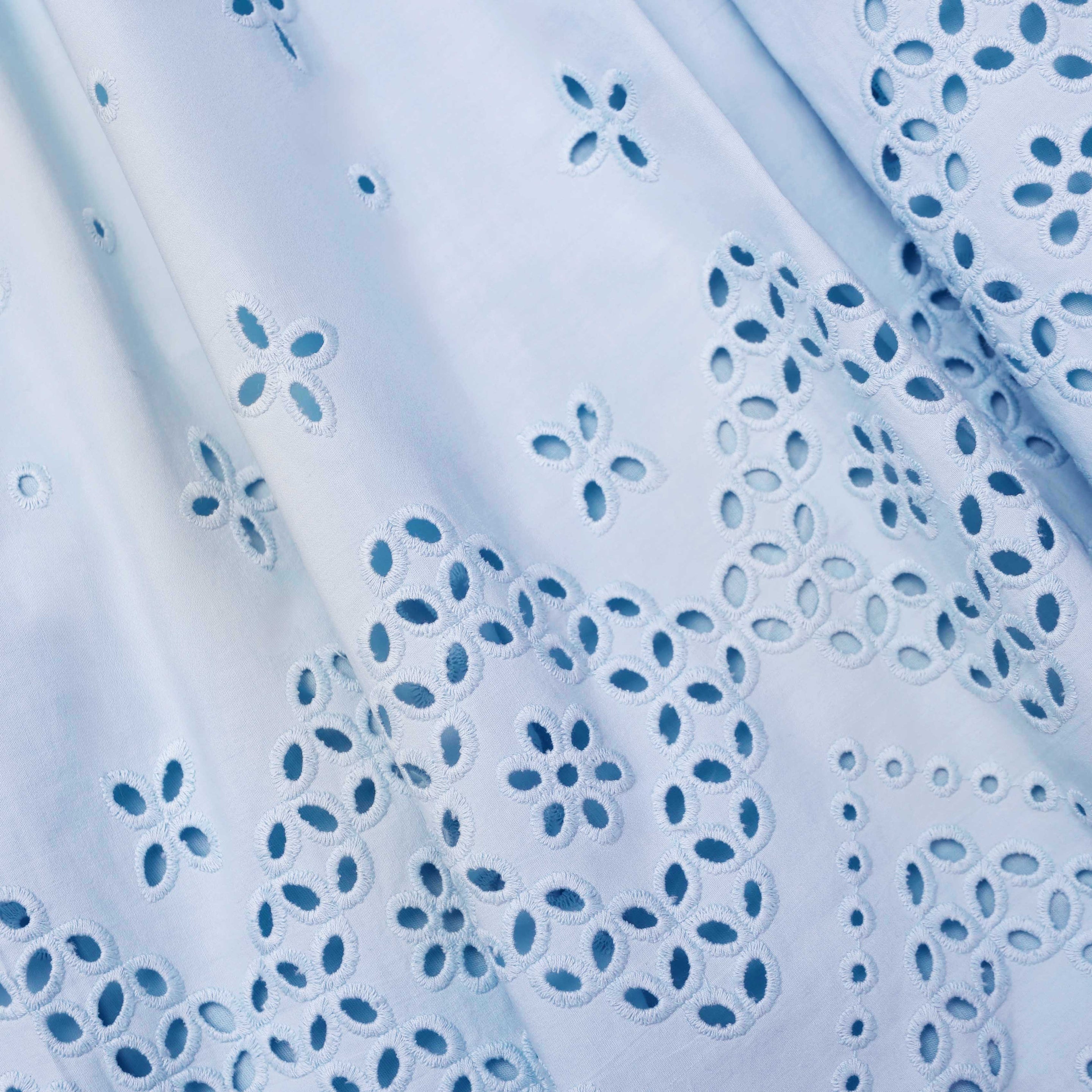 Blue Cotton Broderie Midi Skirt - 5