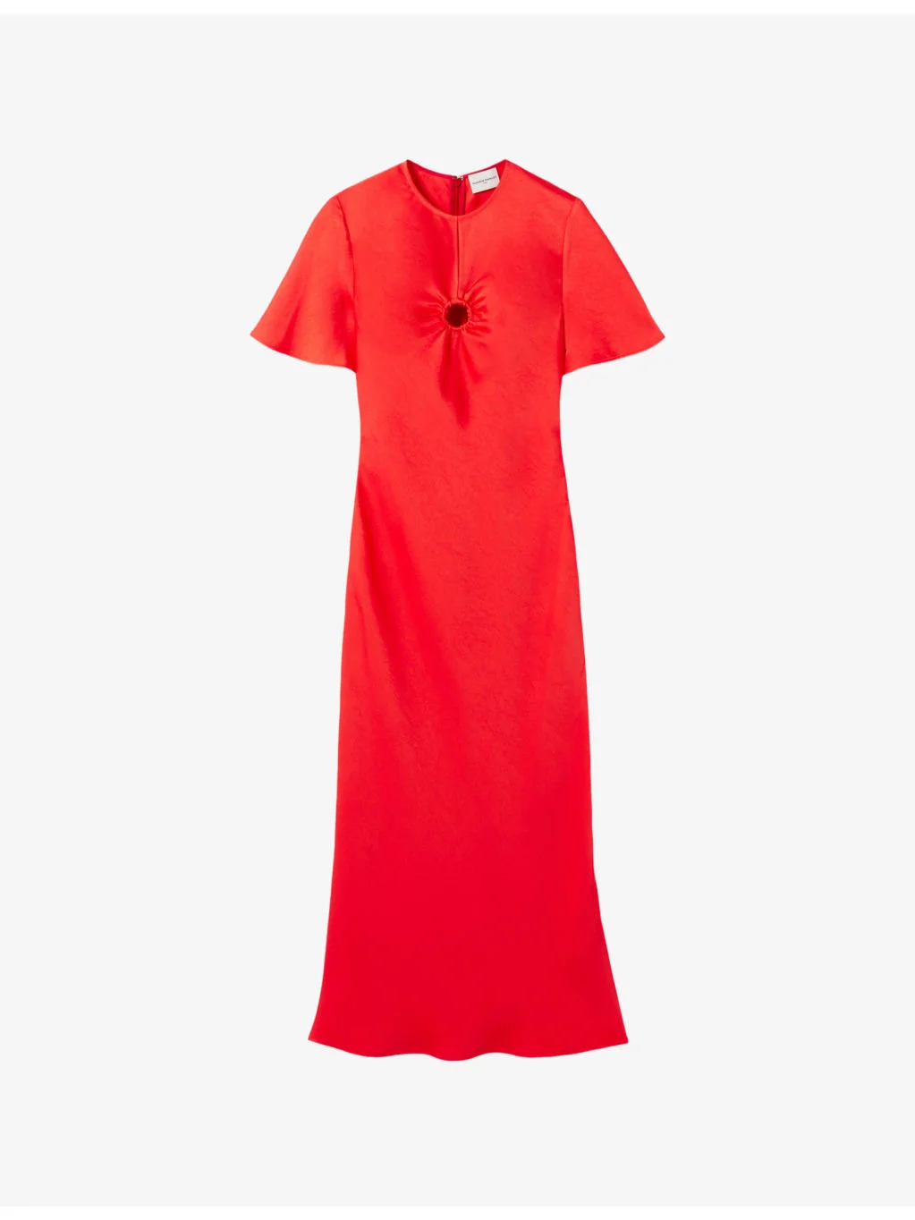 Short-Sleeved Satin Maxi Dress - 1