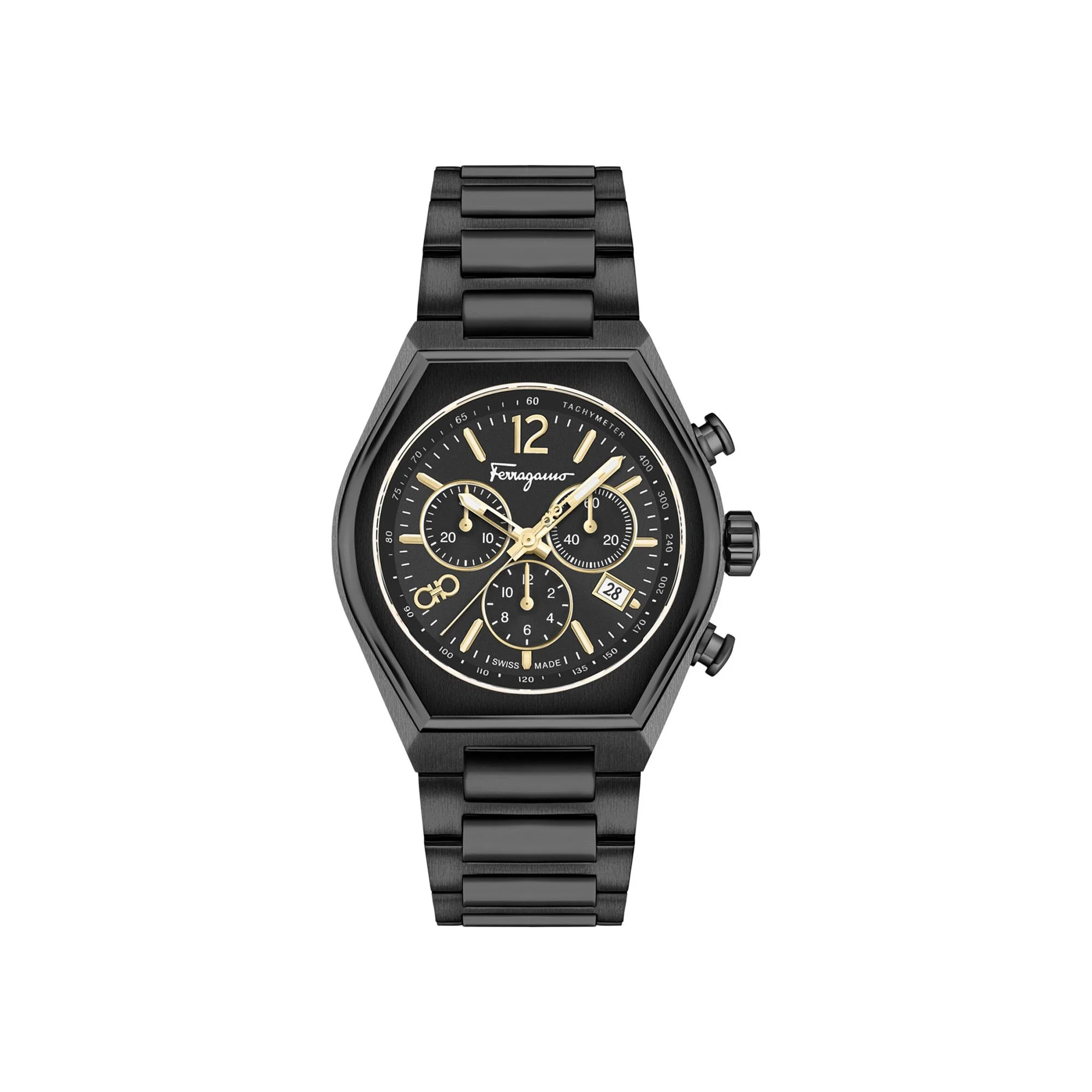 Ferragamo Tonneau Chrono Bracelet Watch 'Black' - 1