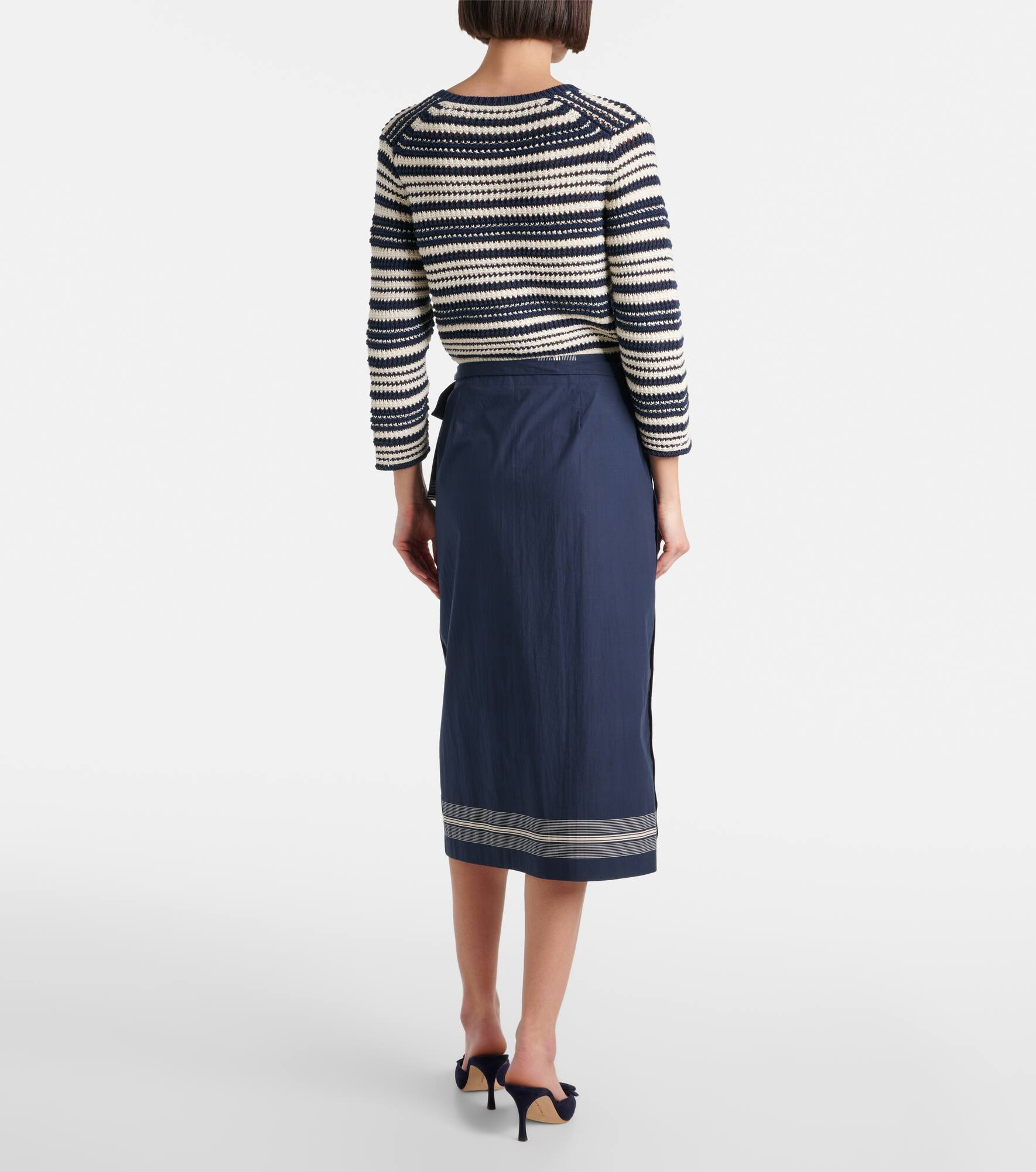Striped cotton wrap skirt - 3