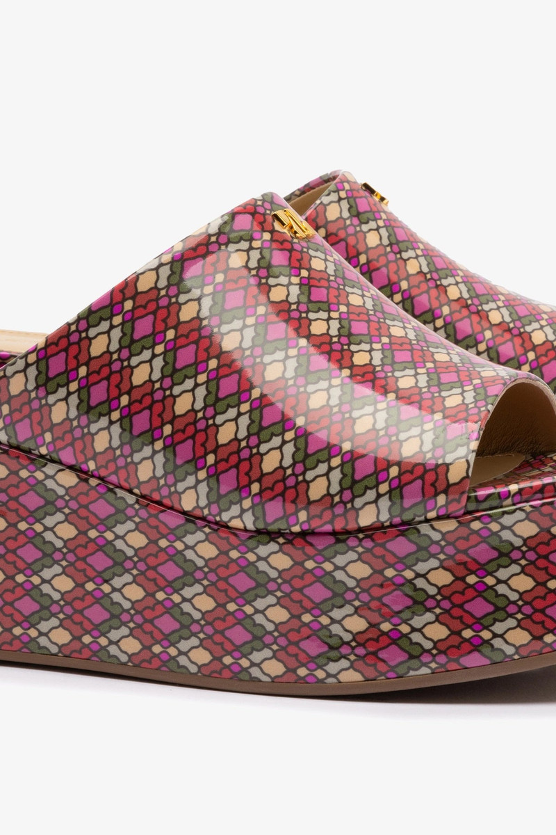 Charli Mule In Pink Vichy Patent Leather 4