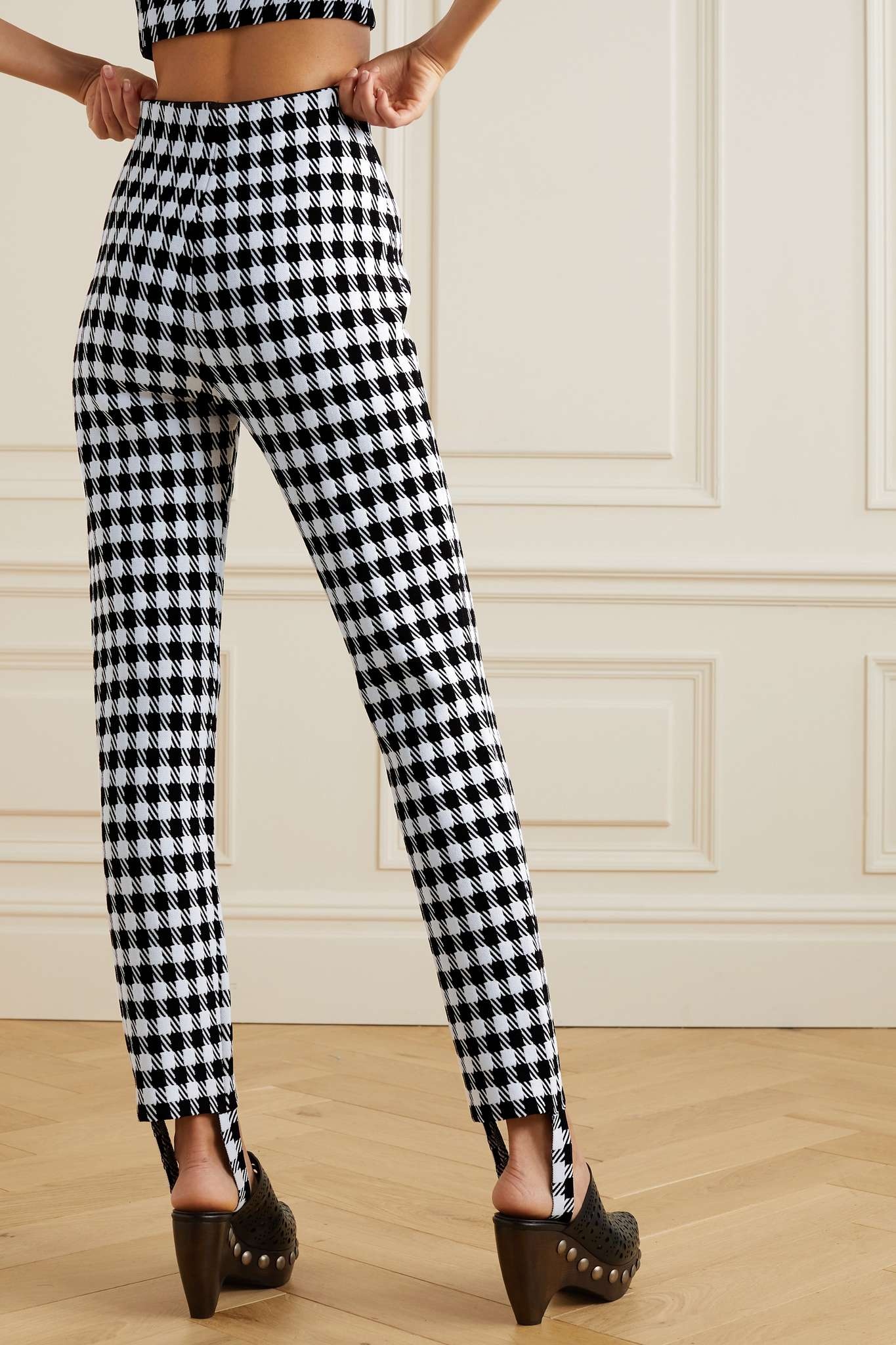 Checked knitted stirrup leggings - 3