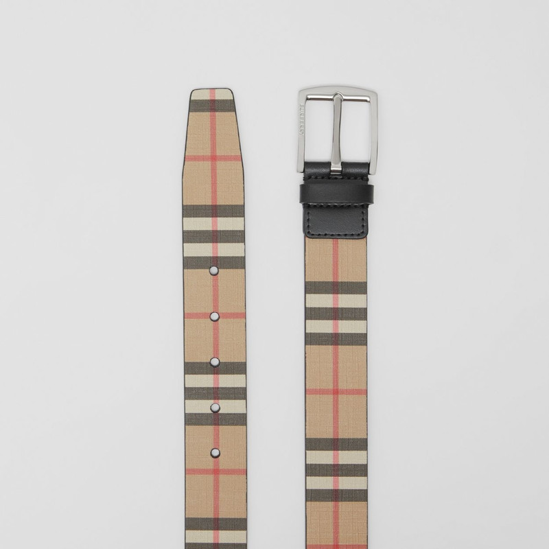 Vintage Check E-canvas and Leather Belt 6