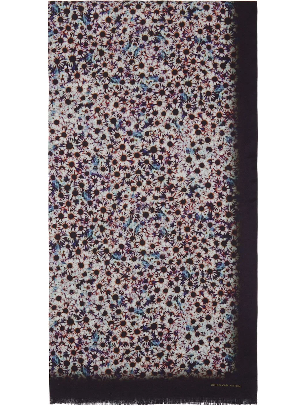 Purple & Green Printed Satin Scarf - 1