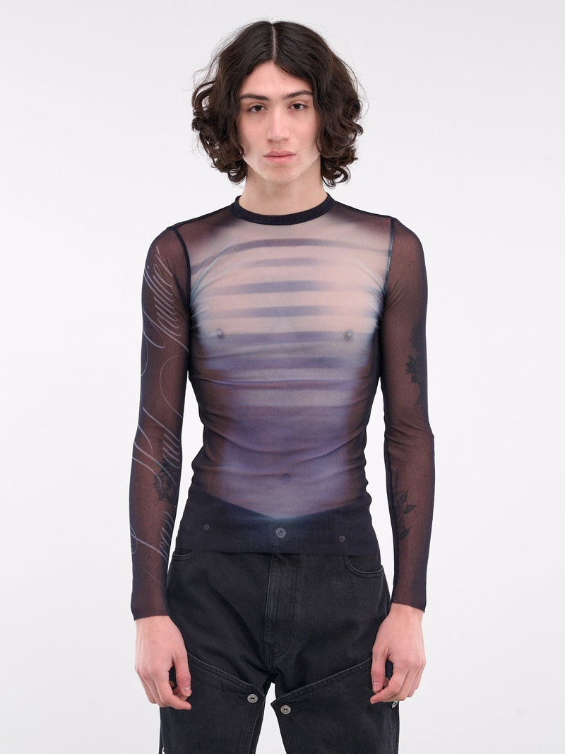 Printed Mesh Long Sleeve Top 1