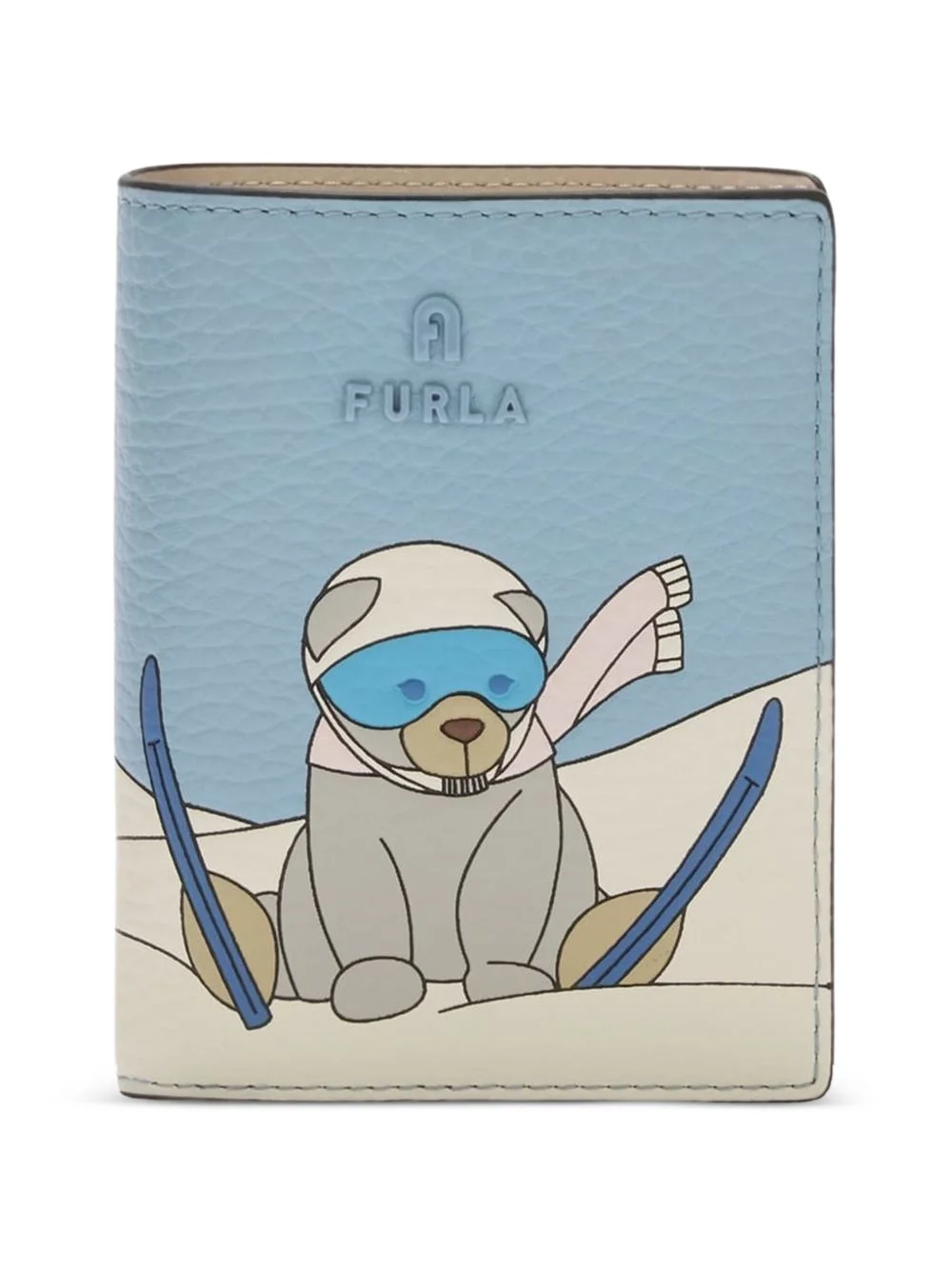 small Camelia skiing-bear leather wallet - 1