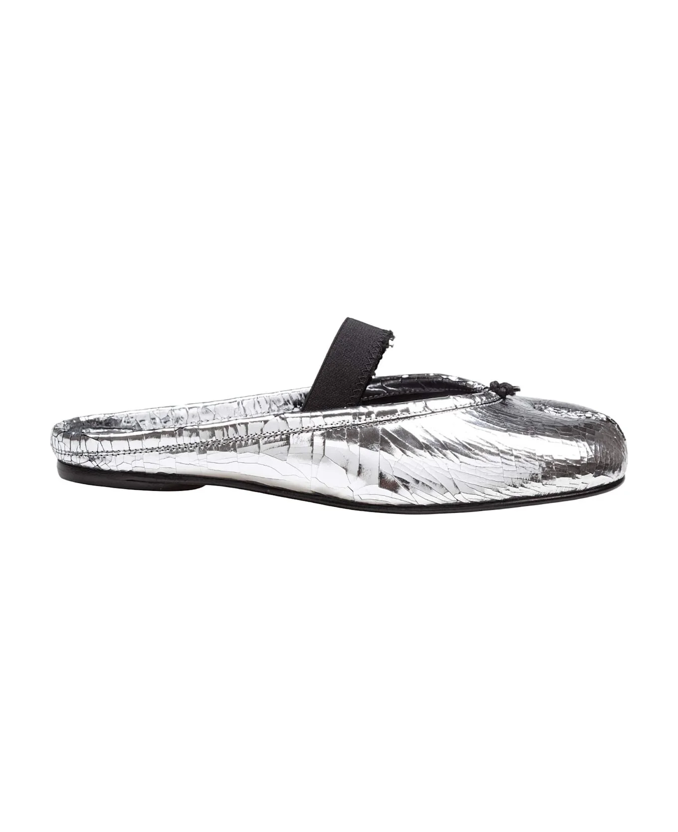 Silver Broken Leather Tabi Mule - 1
