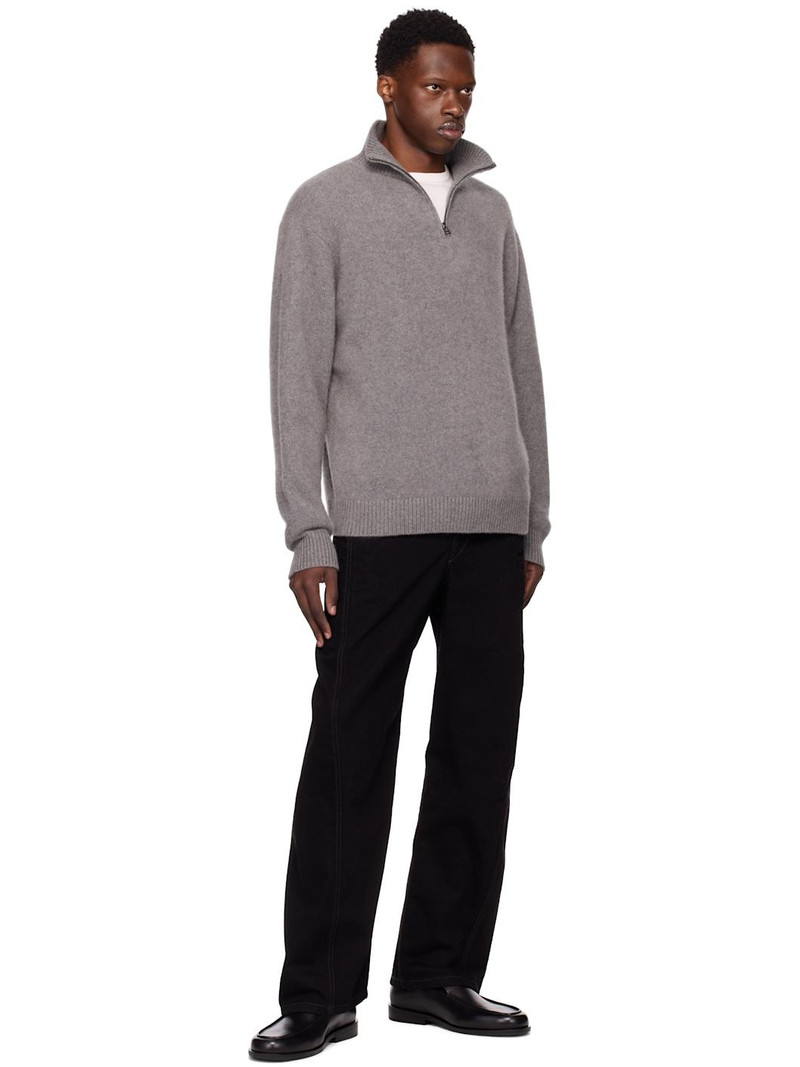 The Elder Statesman Gray Relaxed Half-Zip Sweater outlook