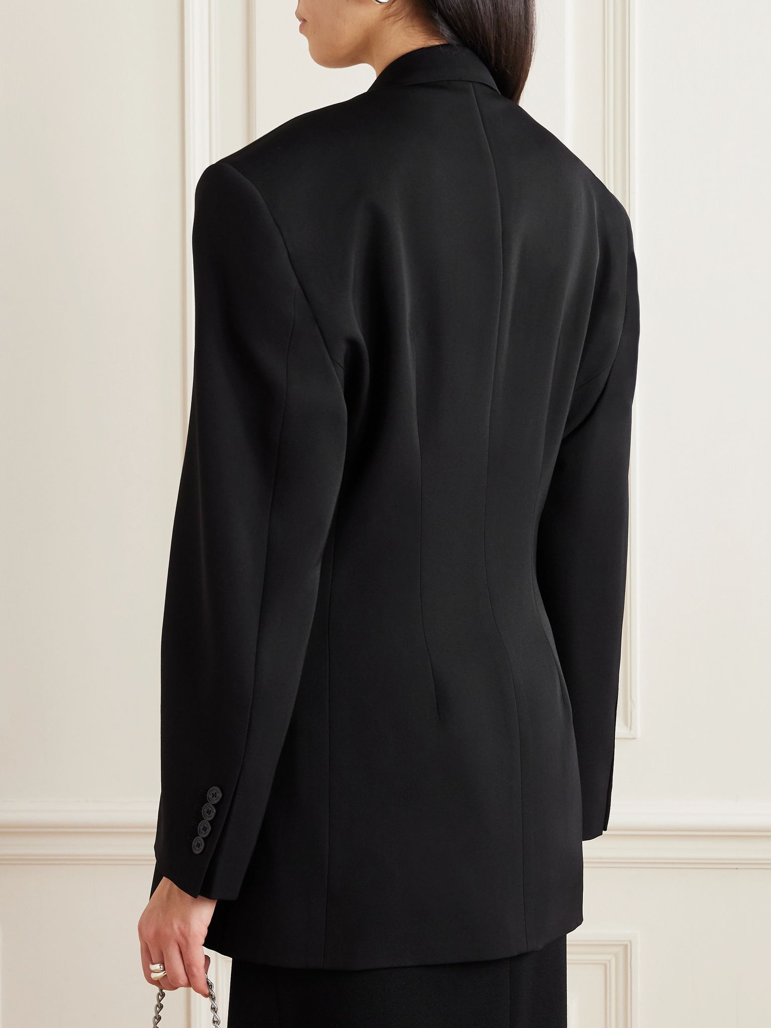 Barathea double-breasted grain de poudre wool blazer Black - 4