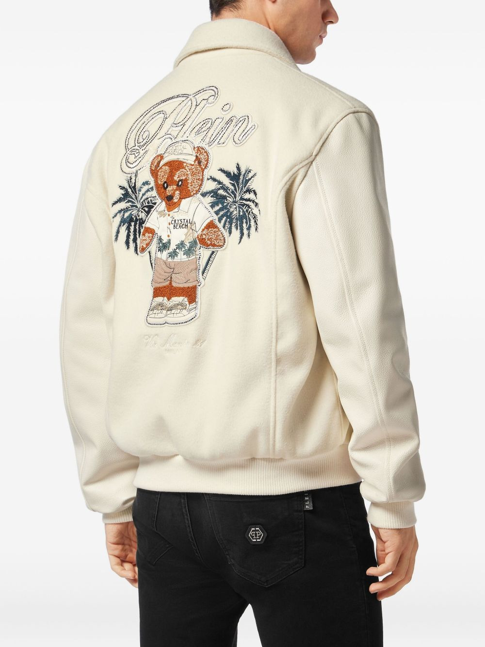 bear-embroidered jacket - 3