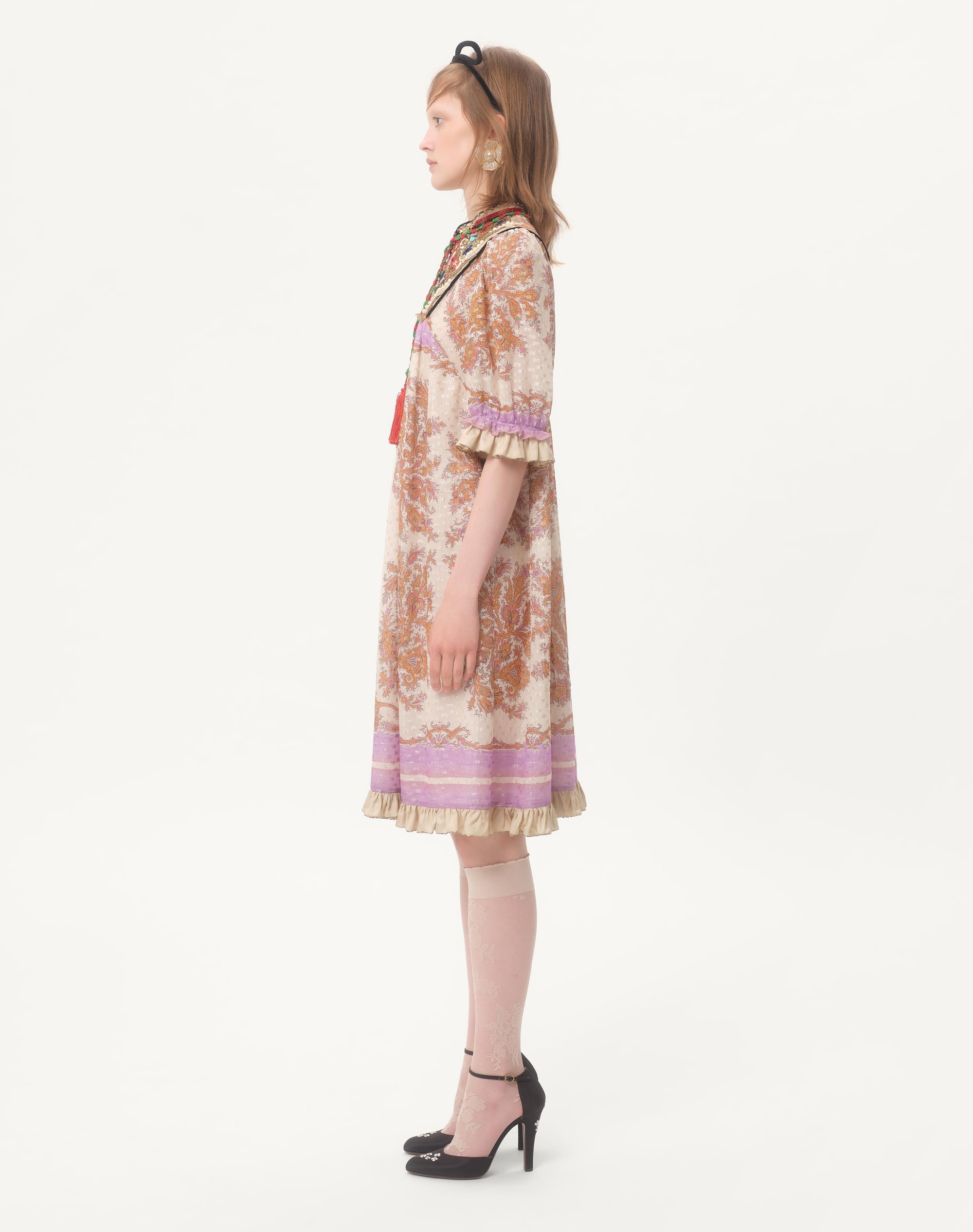 GEORGETTE LUREX DRESS WITH VOYAGE IMAGINAIRE PRINT - 6