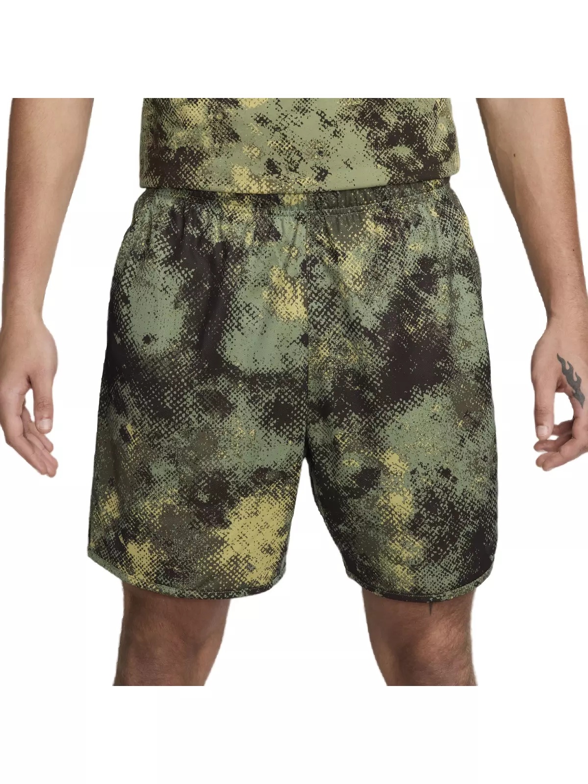 Men's Totality Camo 7" Dri-FIT Unlined Fitness Shorts -Olive Green - 1
