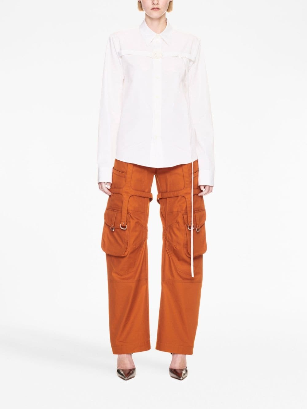 cut-out buckled poplin shirt - 2