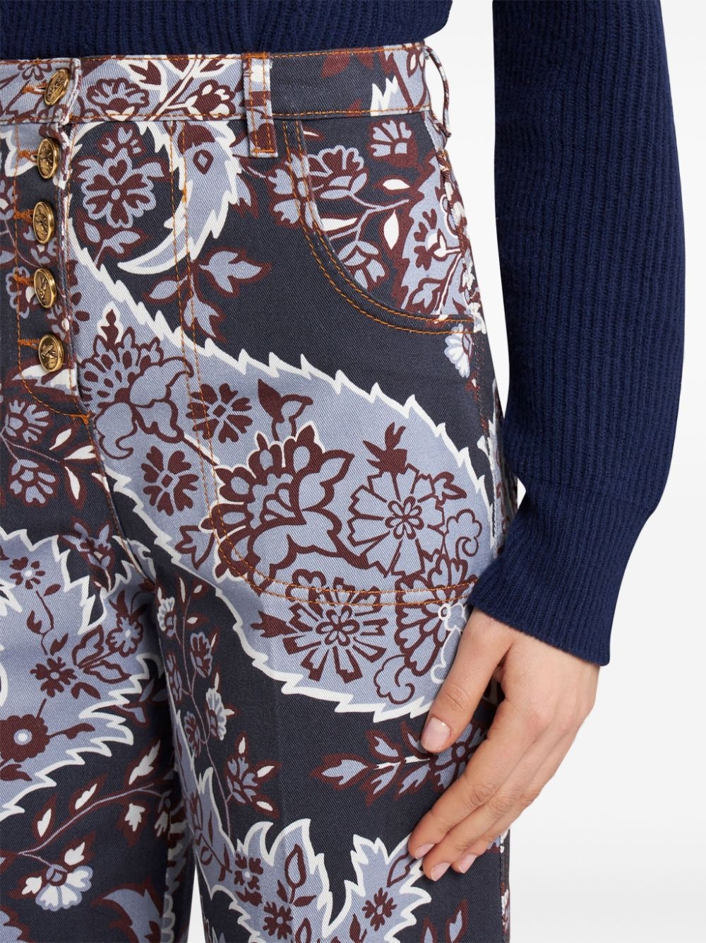 paisley-print flared jeans - 7