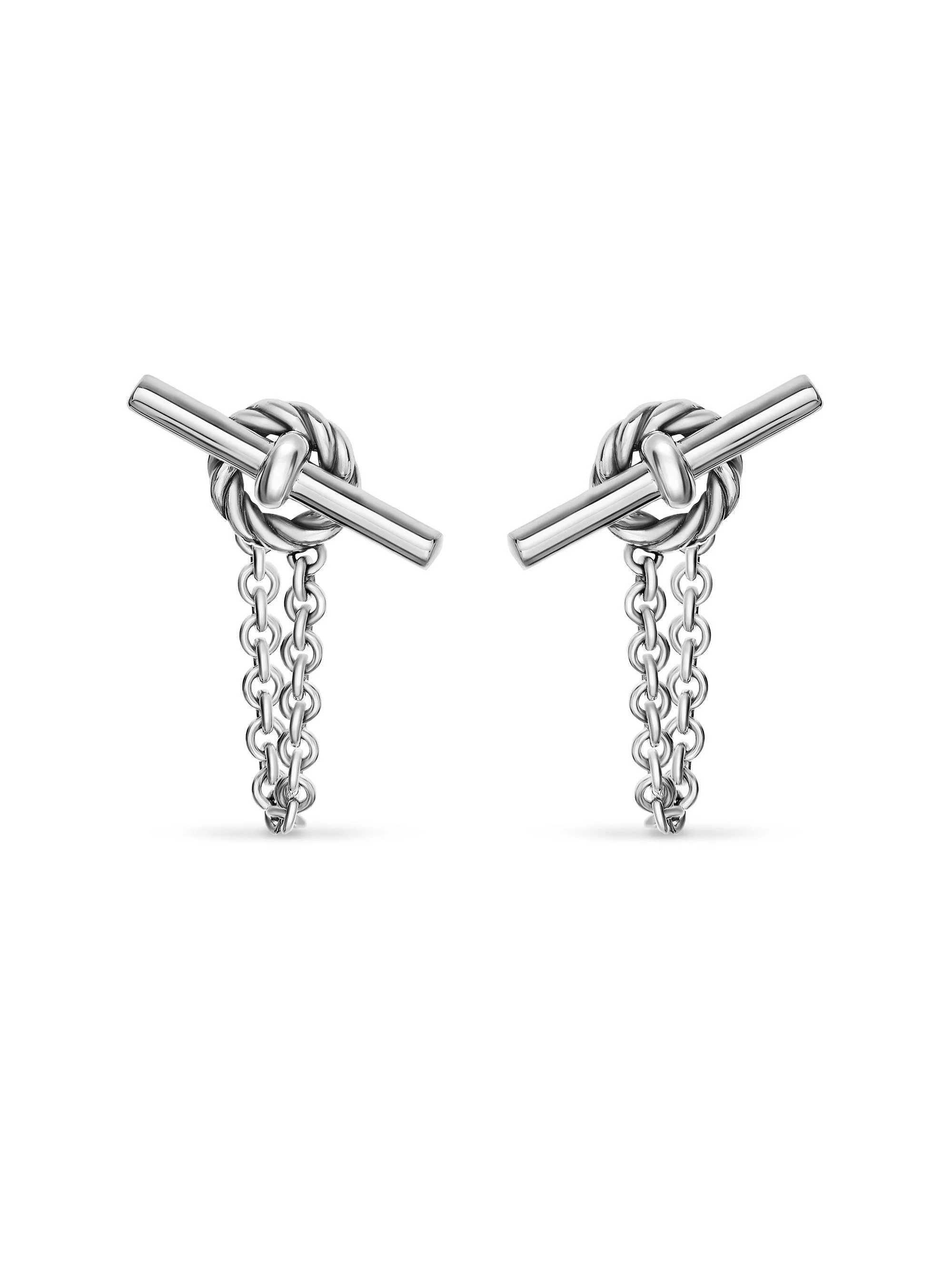 Women's DY Mercer Petite Toggle Chain Stud Earrings in Sterling Silver, 38.2MM - Silver - 1