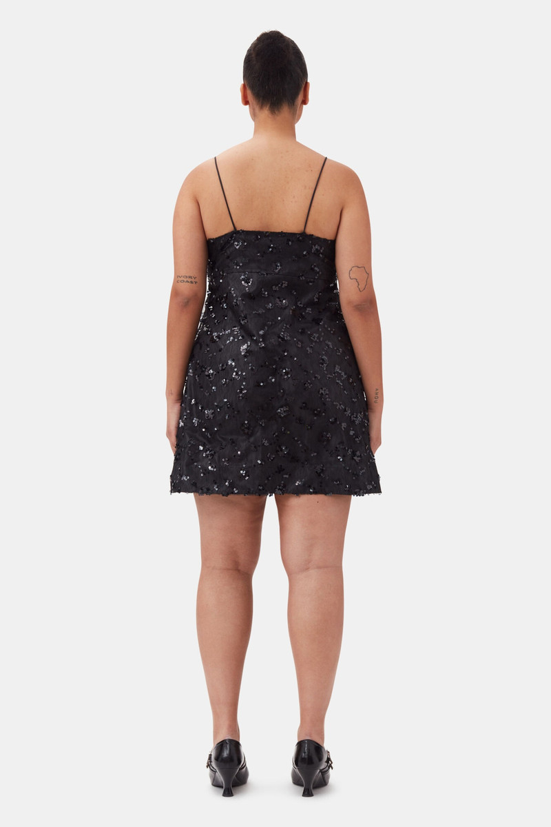 BLACK SEQUINS LACE MINI DRESS 9