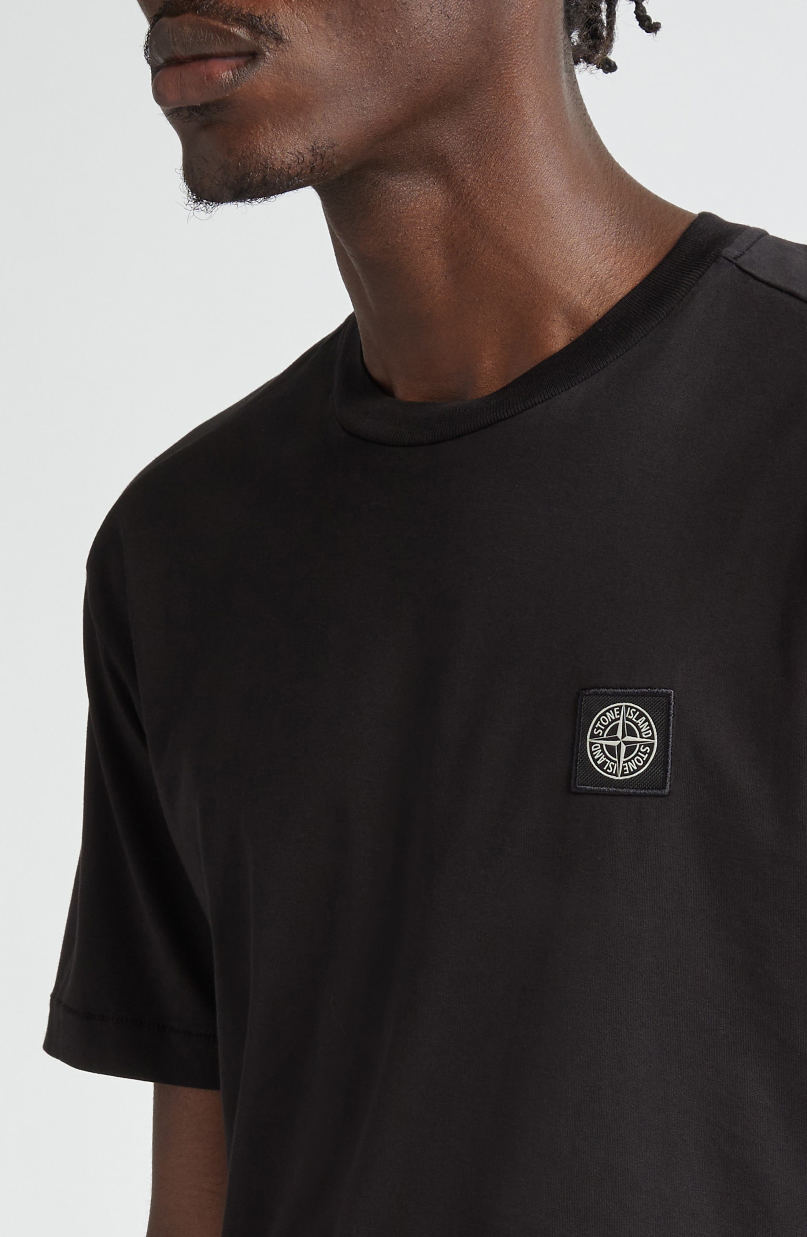 Stone Island Logo Patch Cotton T-Shirt in Black at Nordstrom - 4