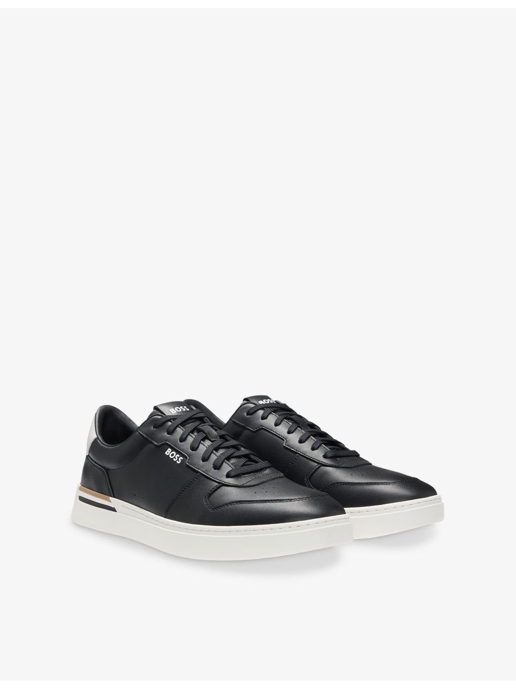 Debossed-Branded Leather Low-Top Trainers - 3