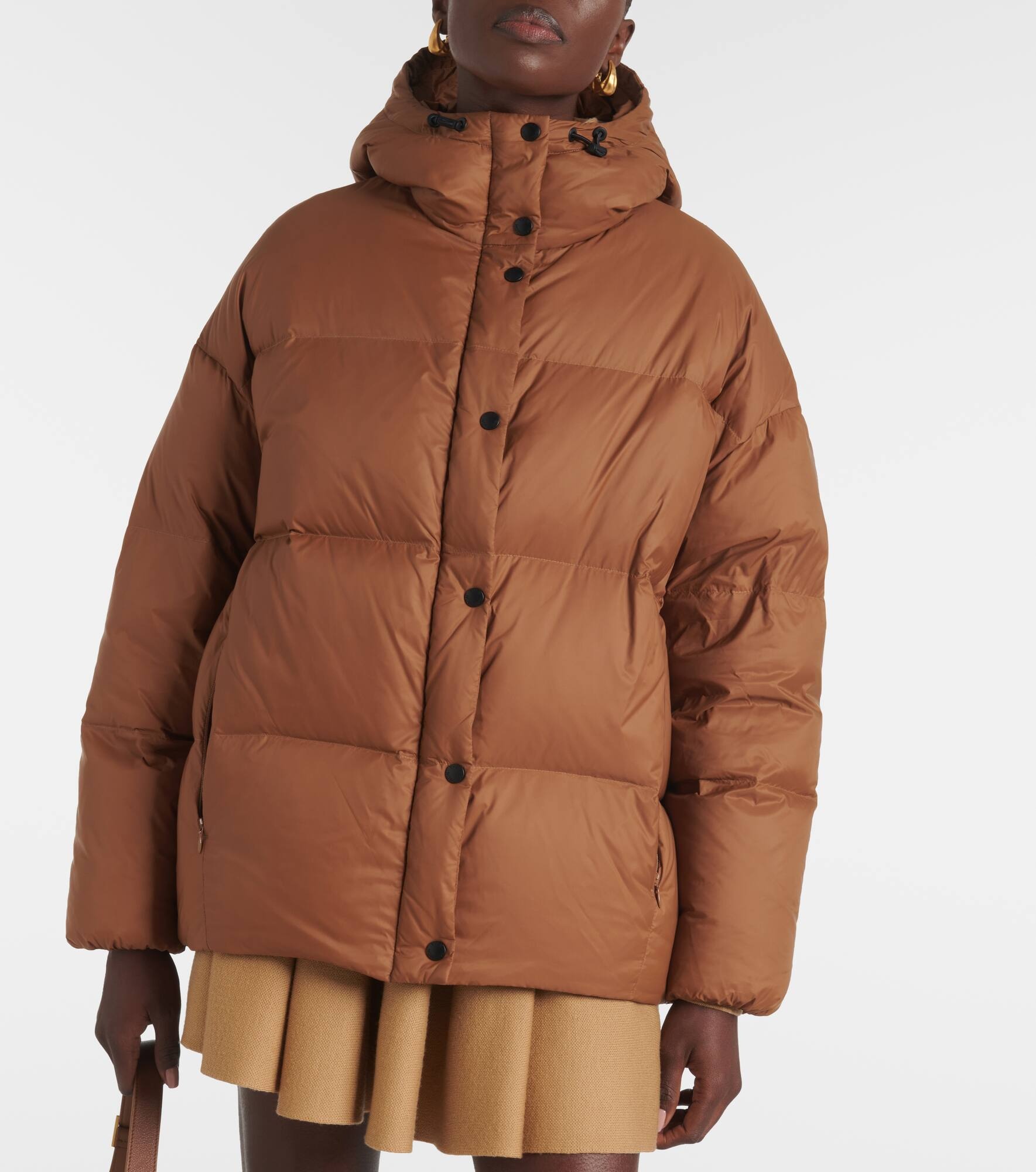 Shearling-trimmed down jacket - 4