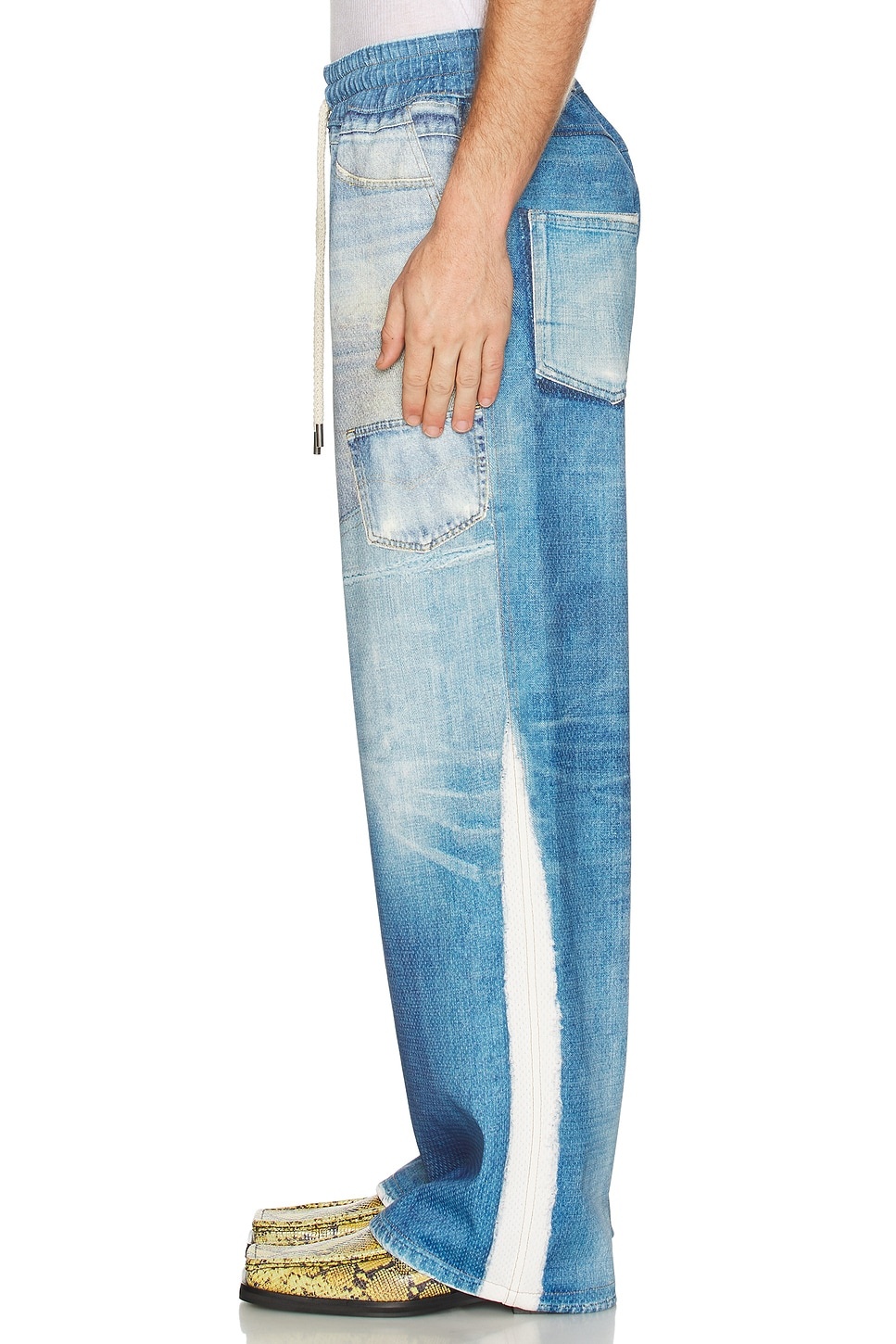 Unisex Denim Trompe LOeil Mesh Pants - 5