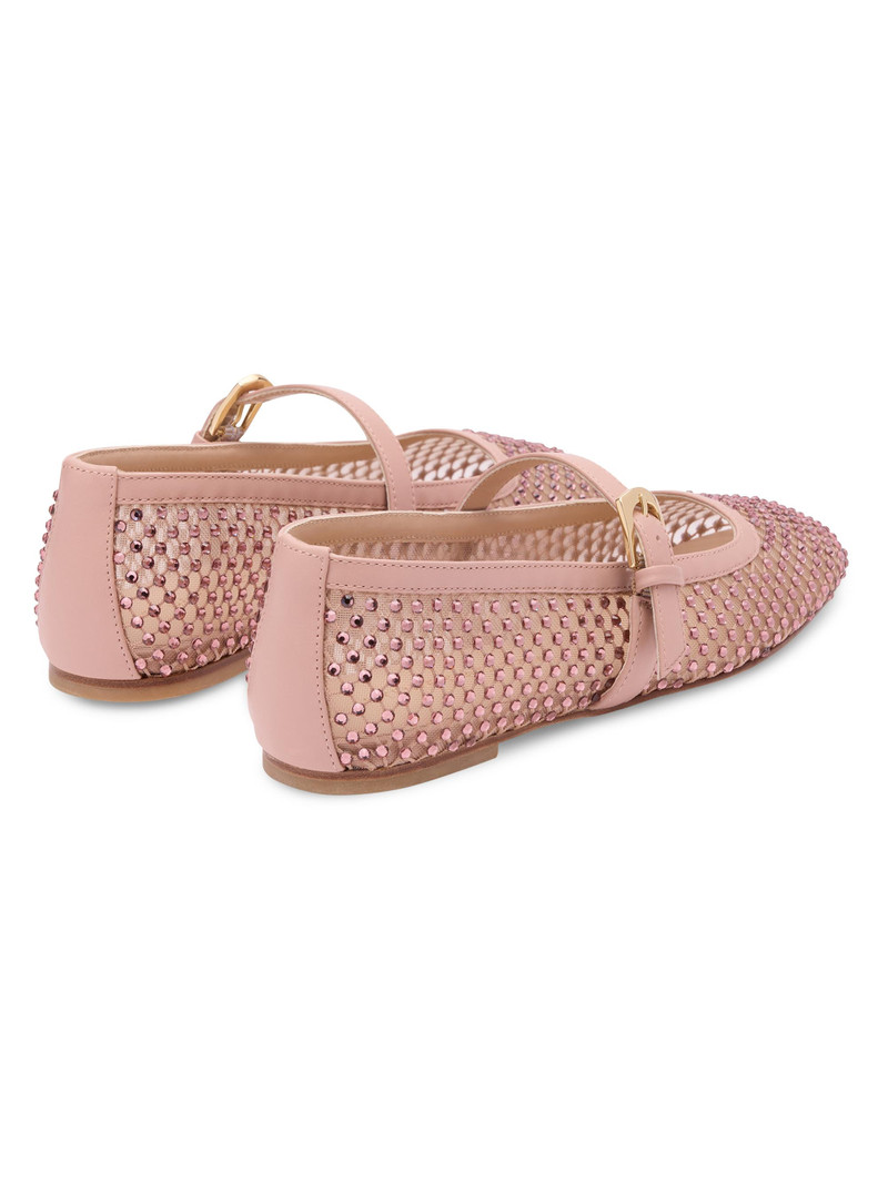 Women's Bareitall Crystal-Embellished Mesh Mary Janes - Blushful 3