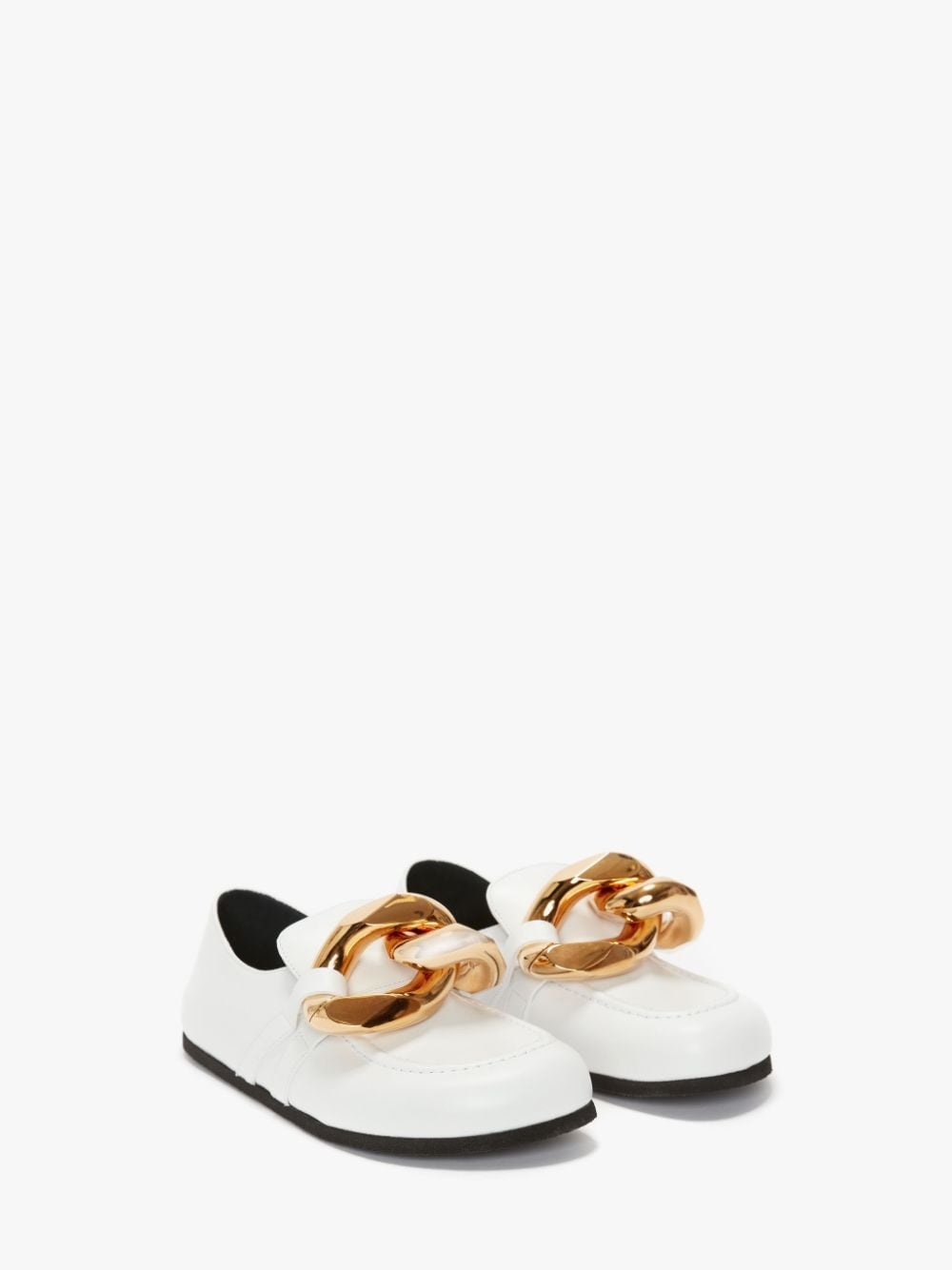 CLOSED BACK LEATHER CHAIN LOAFERS - 2