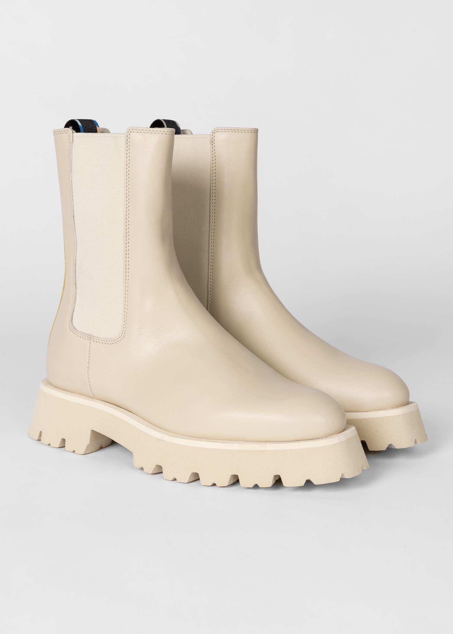 Cream Leather Stripe 'Fallon' Chelsea Boots - 3