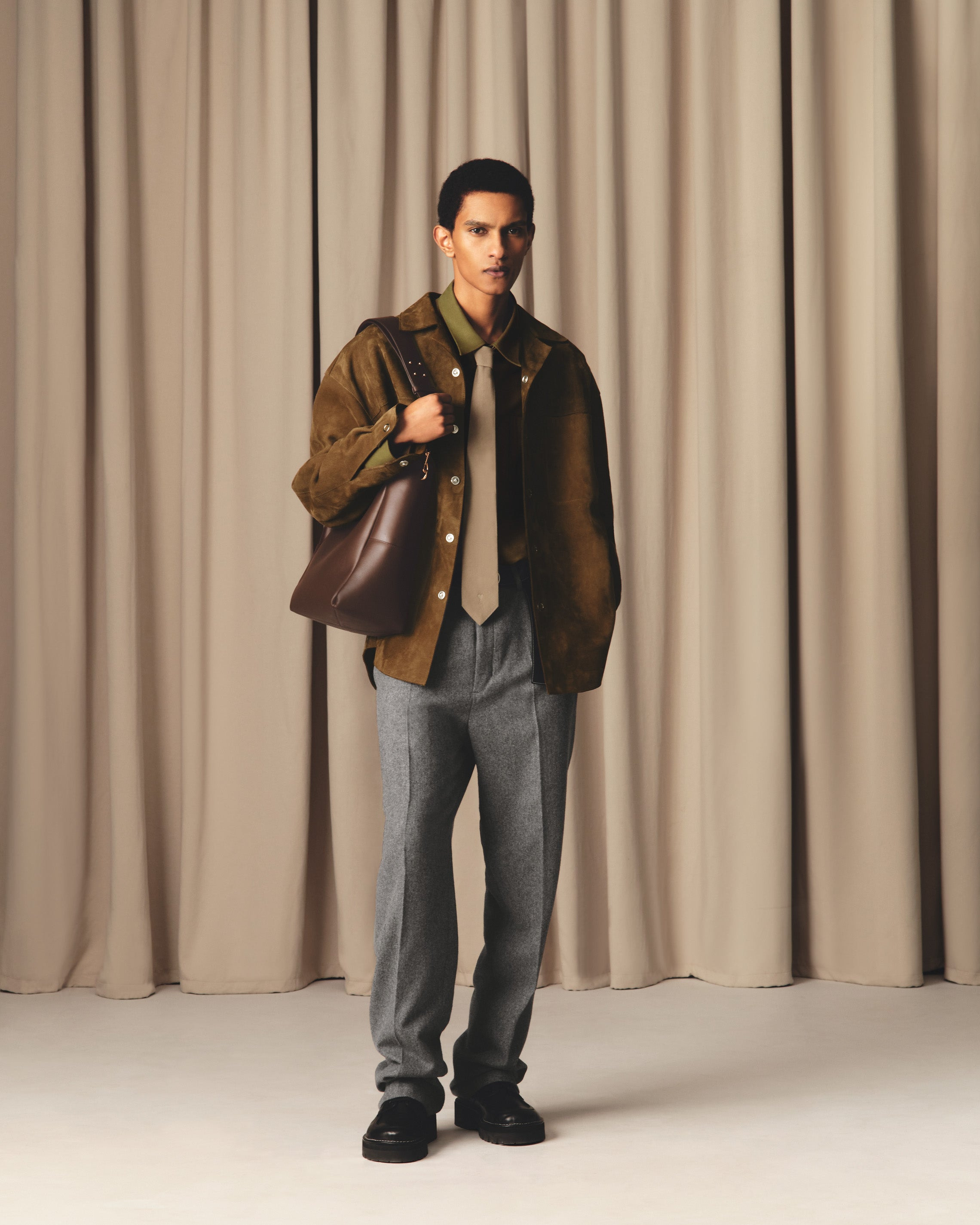 BROWN LEATHER OVERSHIRT - 7