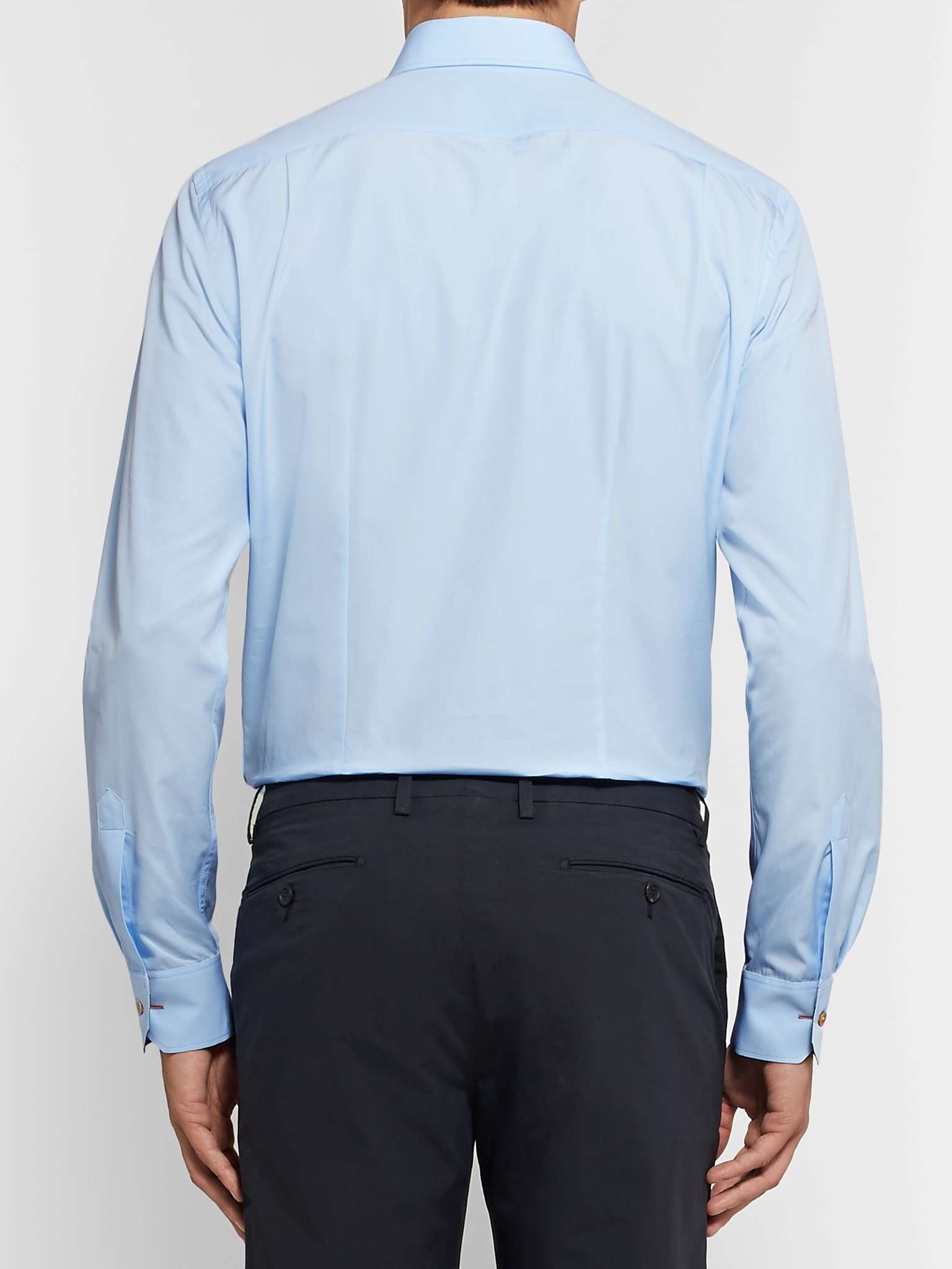 Light-Blue Slim-Fit Cotton-Poplin Shirt - 4