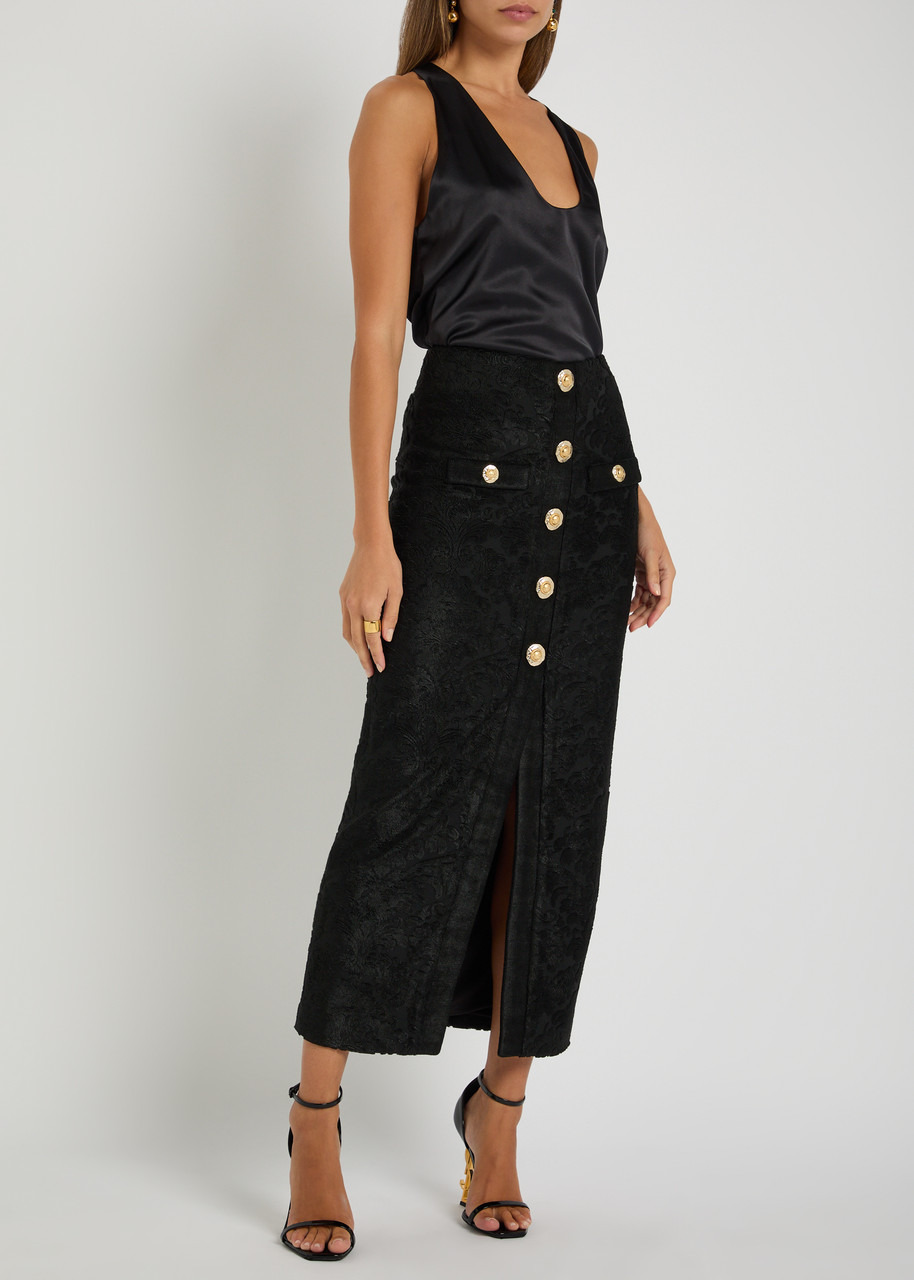 Balmain Embellished Flocked Terry Midi Skirt - 4