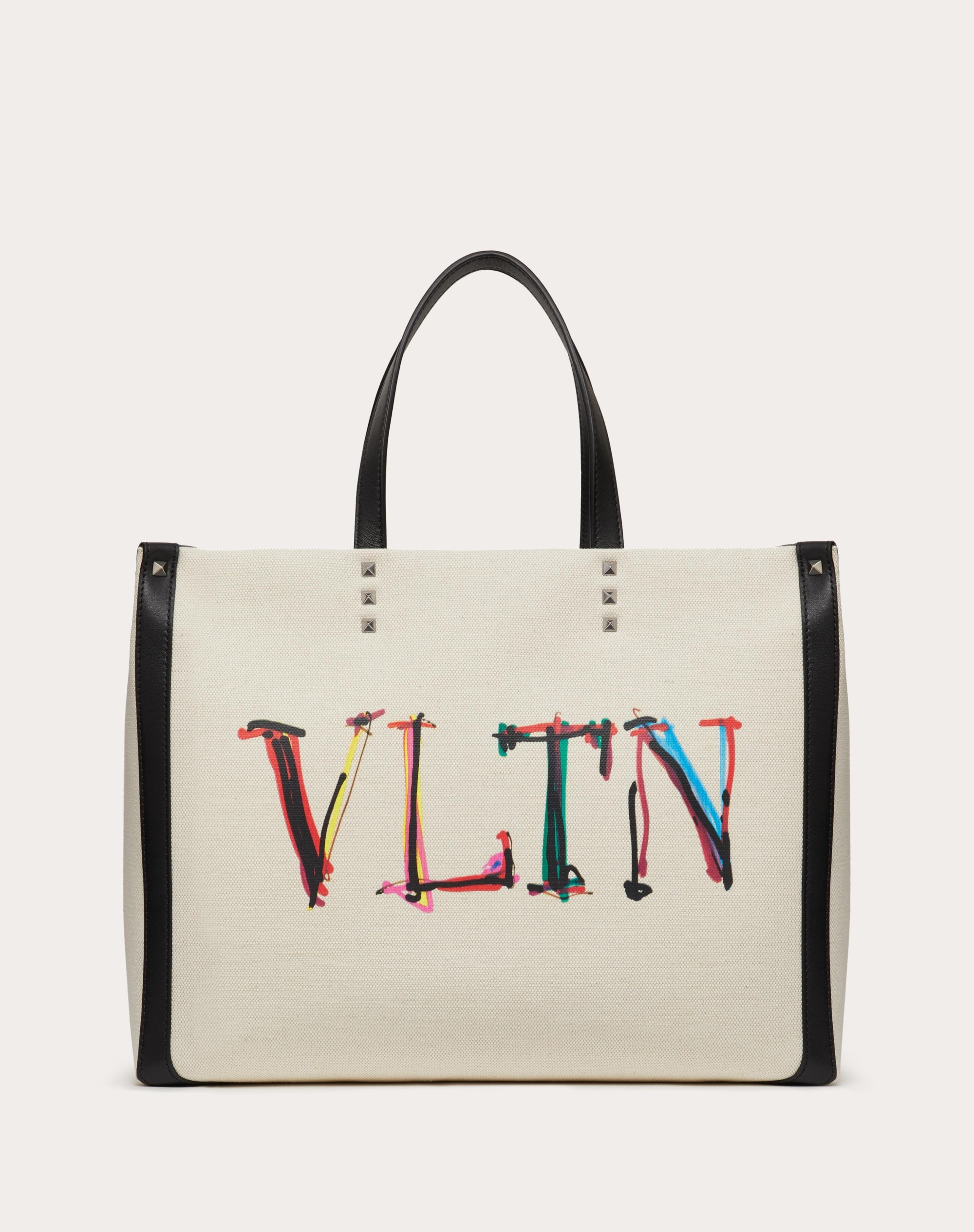 MEDIUM VLTN GRAPH CANVAS TOTE BAG - 1