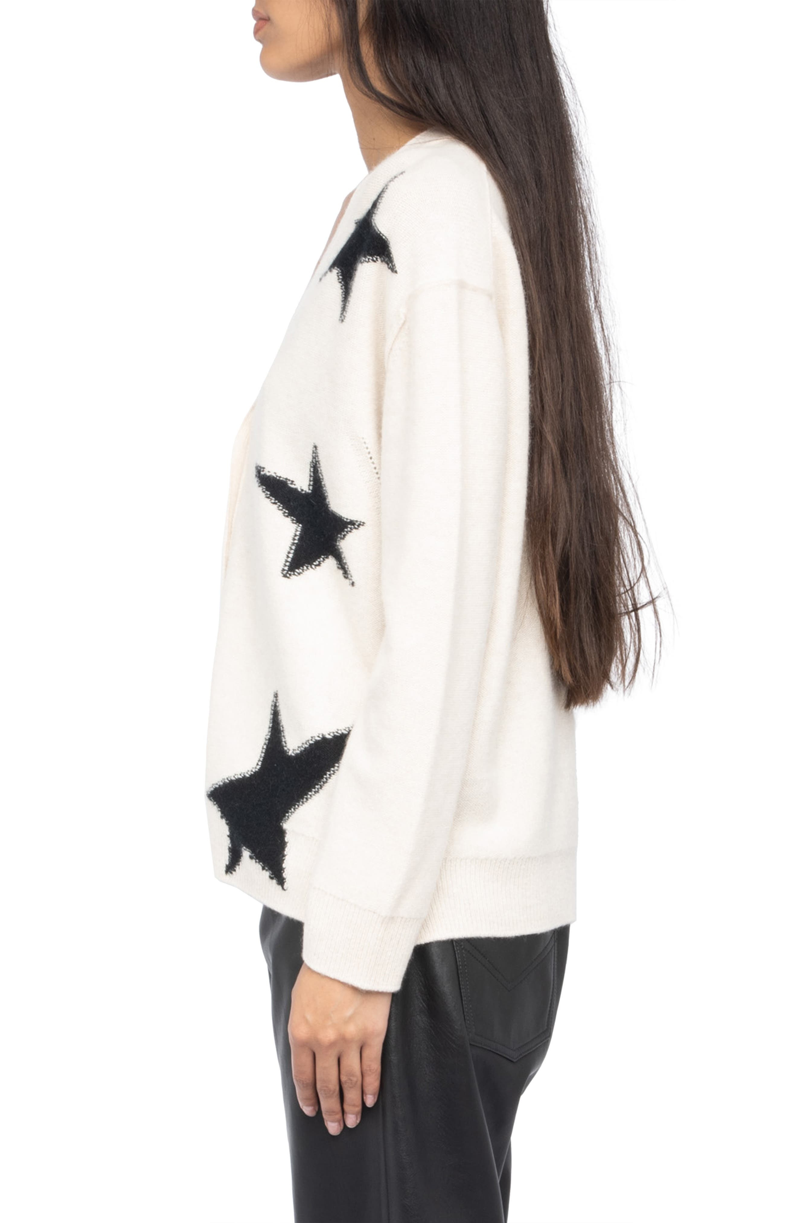 Zadig & Voltaire Mirka Star Cashmere Cardigan in Ecru at Nordstrom - 3