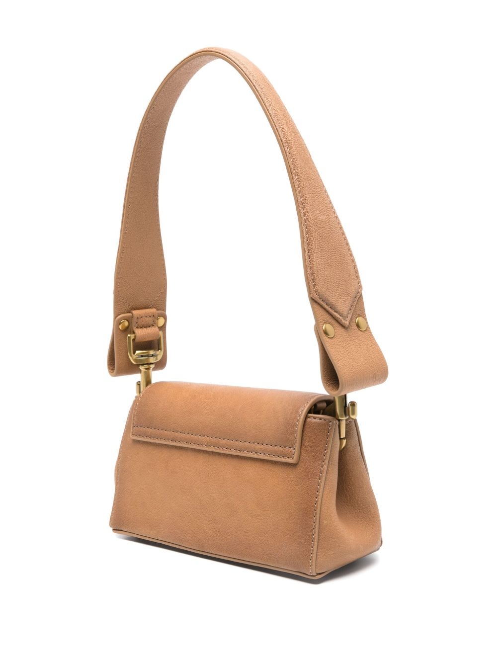 Orb-plaque leather shoulder bag - 3