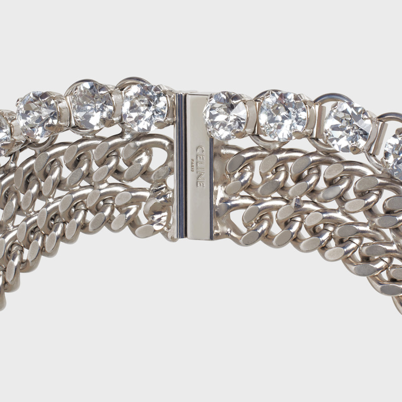 Boy Doll Plastron Necklace in Brass with Rhodium Finish and Strass 4