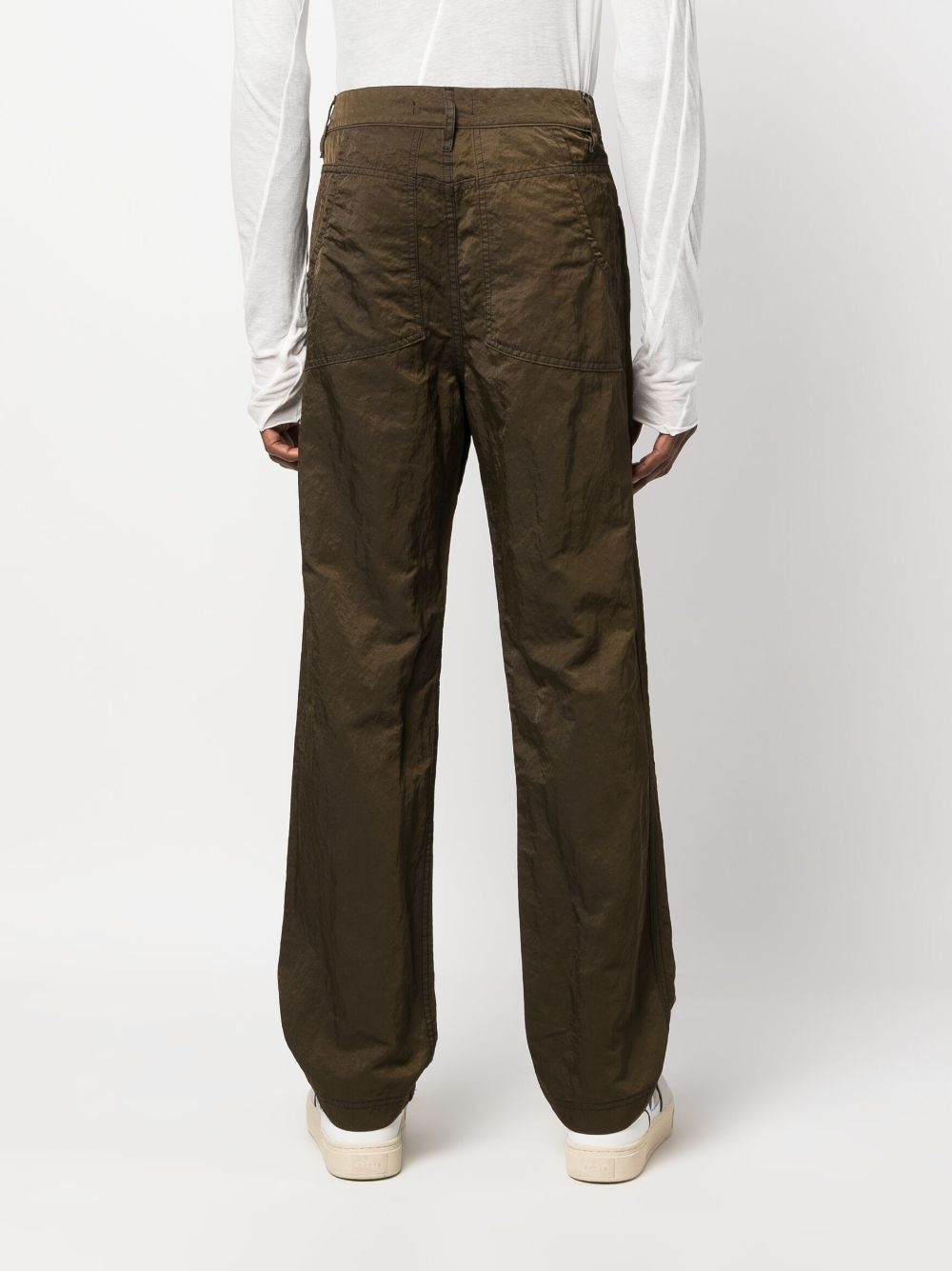 crinckled-finish straight-leg trousers - 5